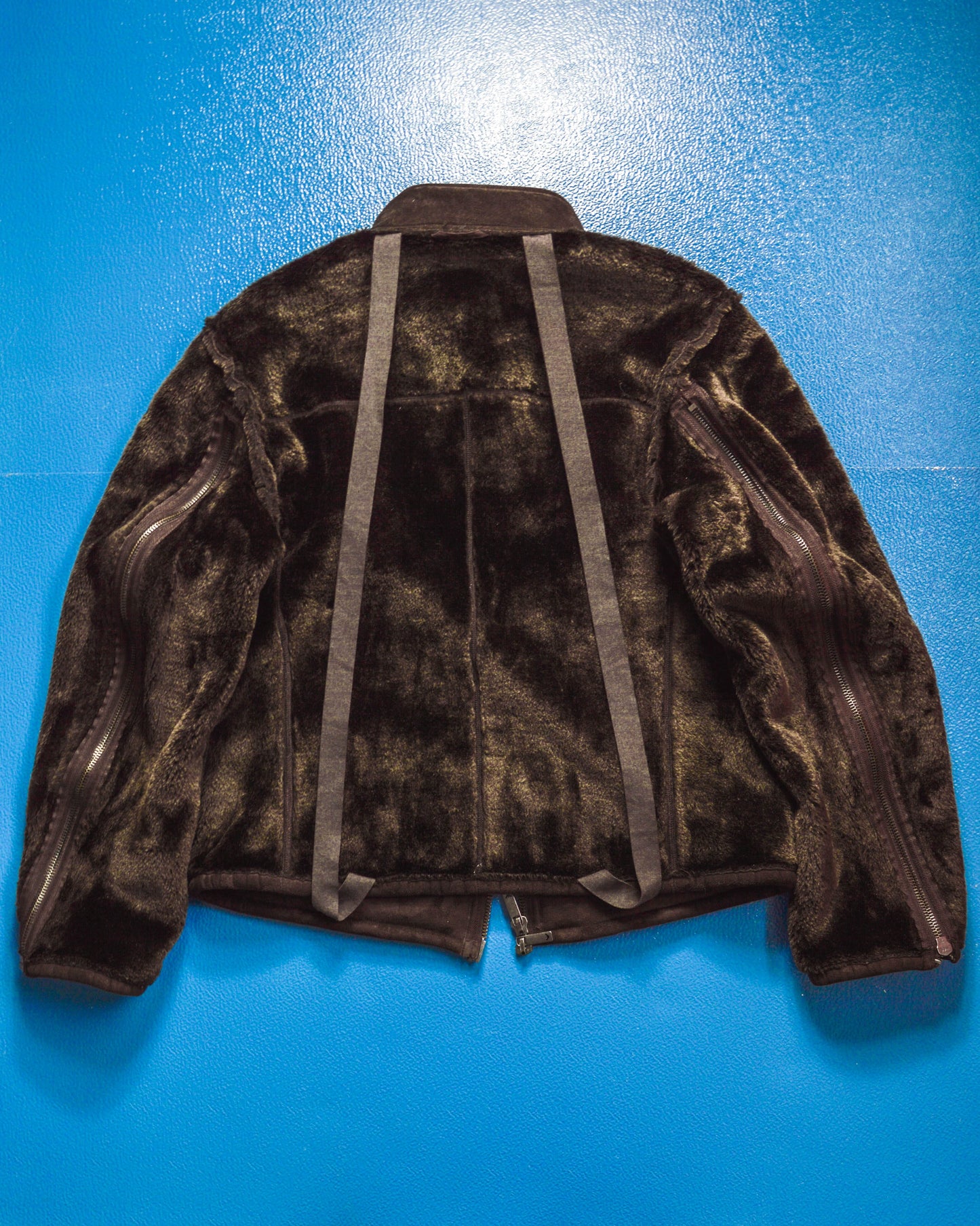 Armani Deep Brown Faux Suede / Fur Lined Carry Strap Jacket (~M~)