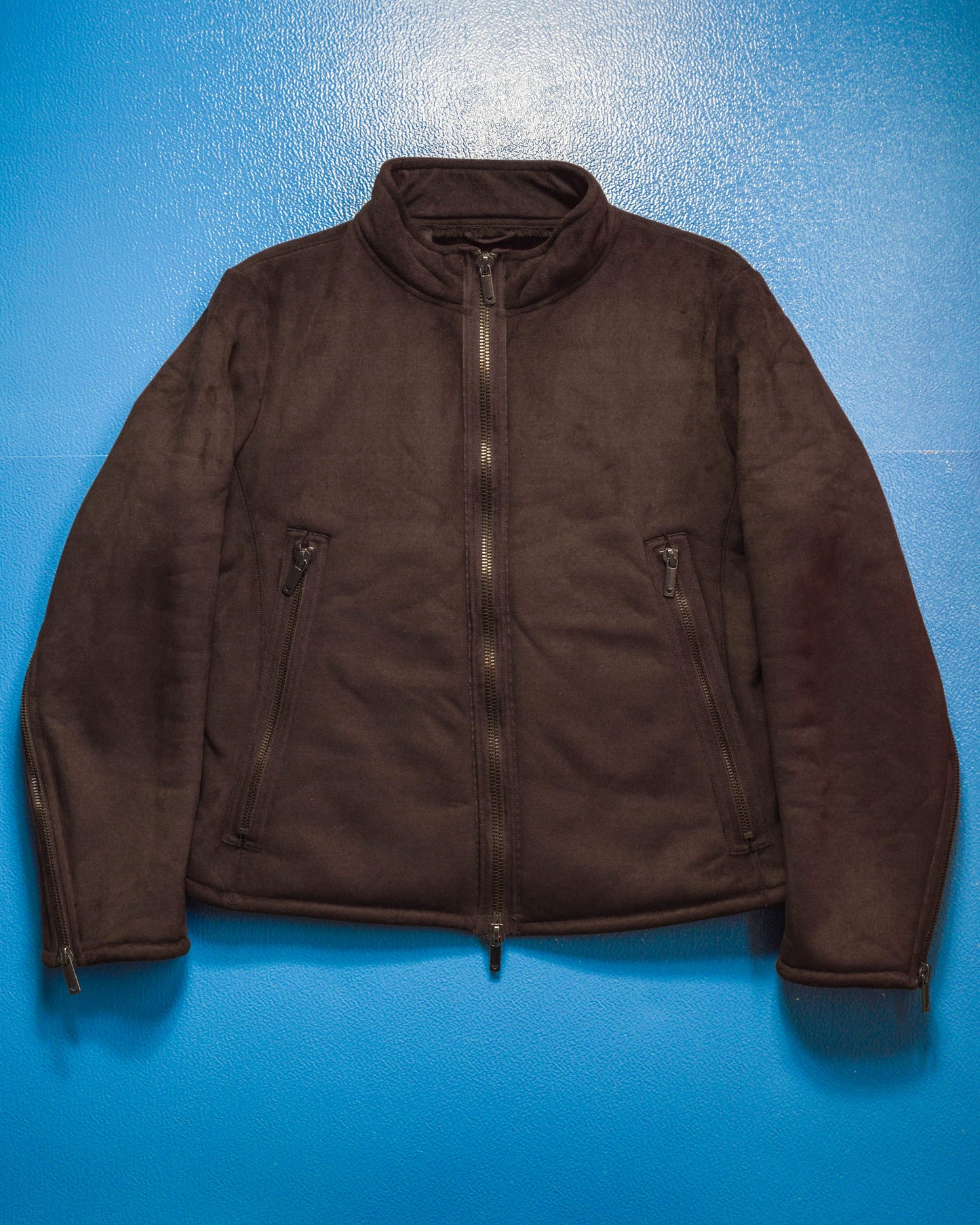 Armani Deep Brown Faux Suede / Fur Lined Carry Strap Jacket (~M~)
