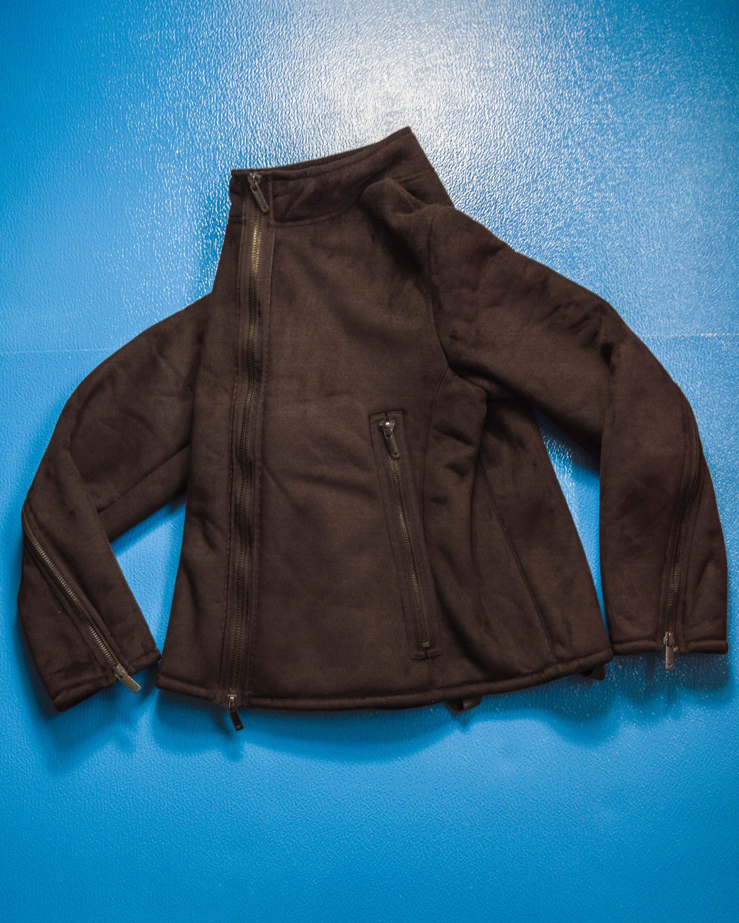 Armani Deep Brown Faux Suede / Fur Lined Carry Strap Jacket (~M~)
