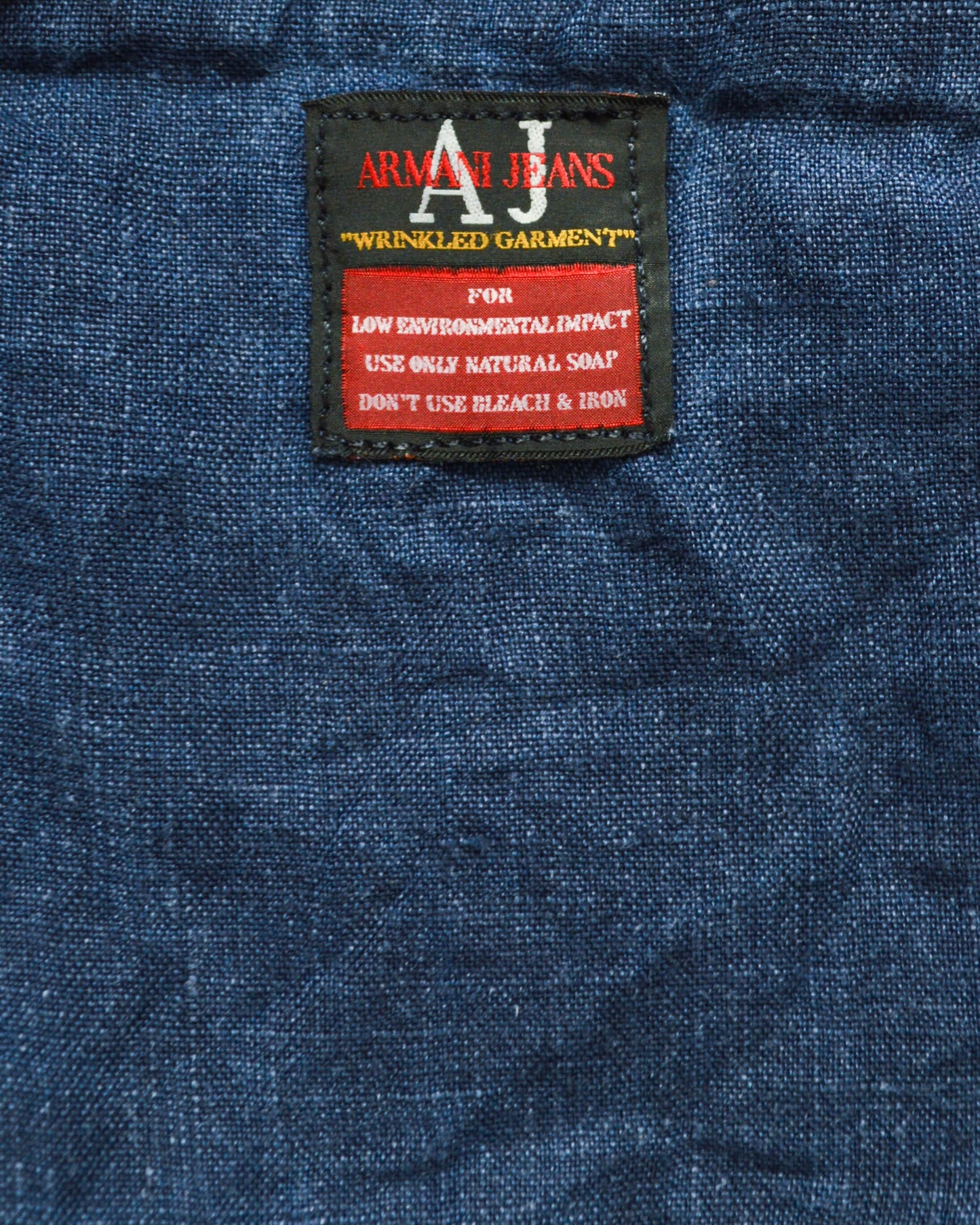 Armani Lino Flax / Linen "Low Environmental Impact" Navy Zip Up Over Shirt (L~XL)