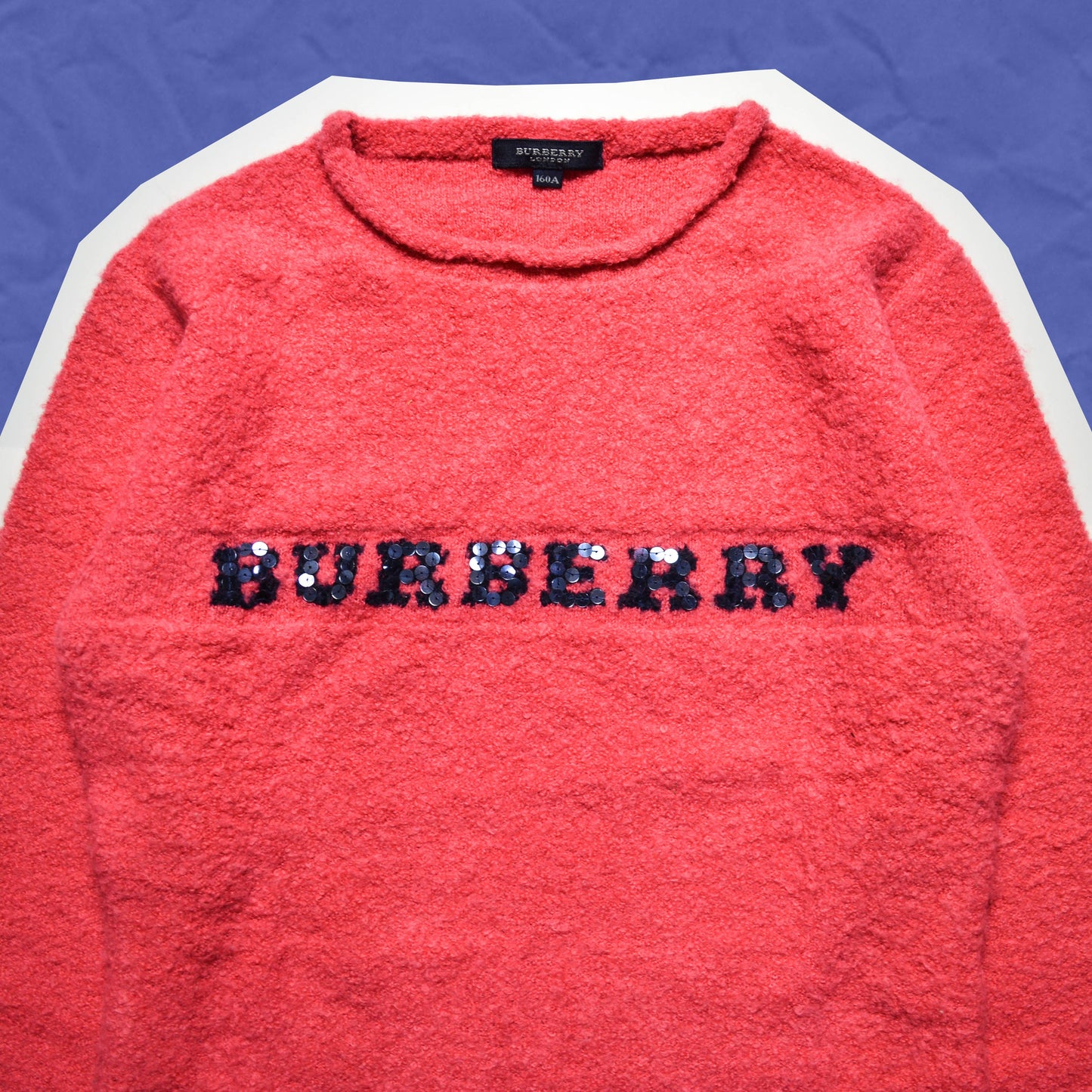 Burberry Hot Pink Sequin Spellout Logo Fleece jumper (~S~)