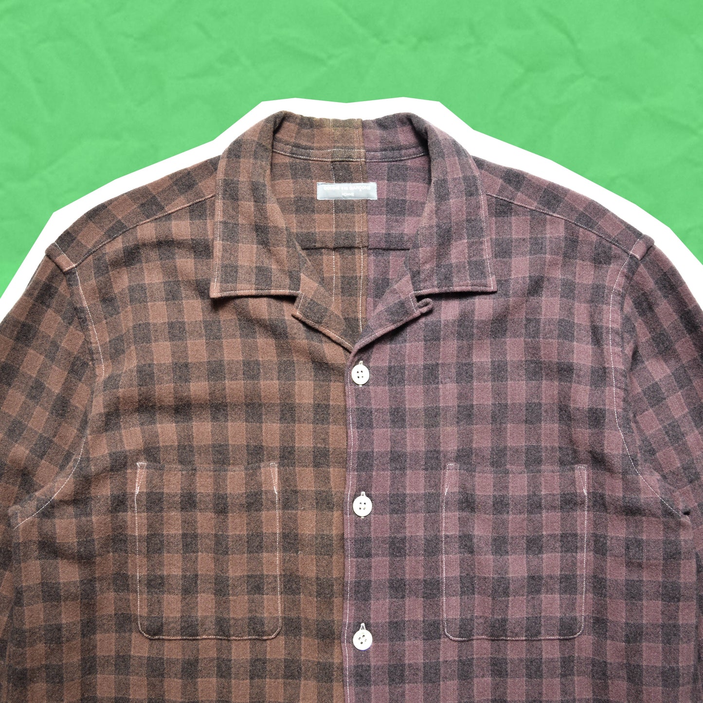 Comme Des Garçons Homme 2000 Burgundy Split Wool Shirt (~M~)