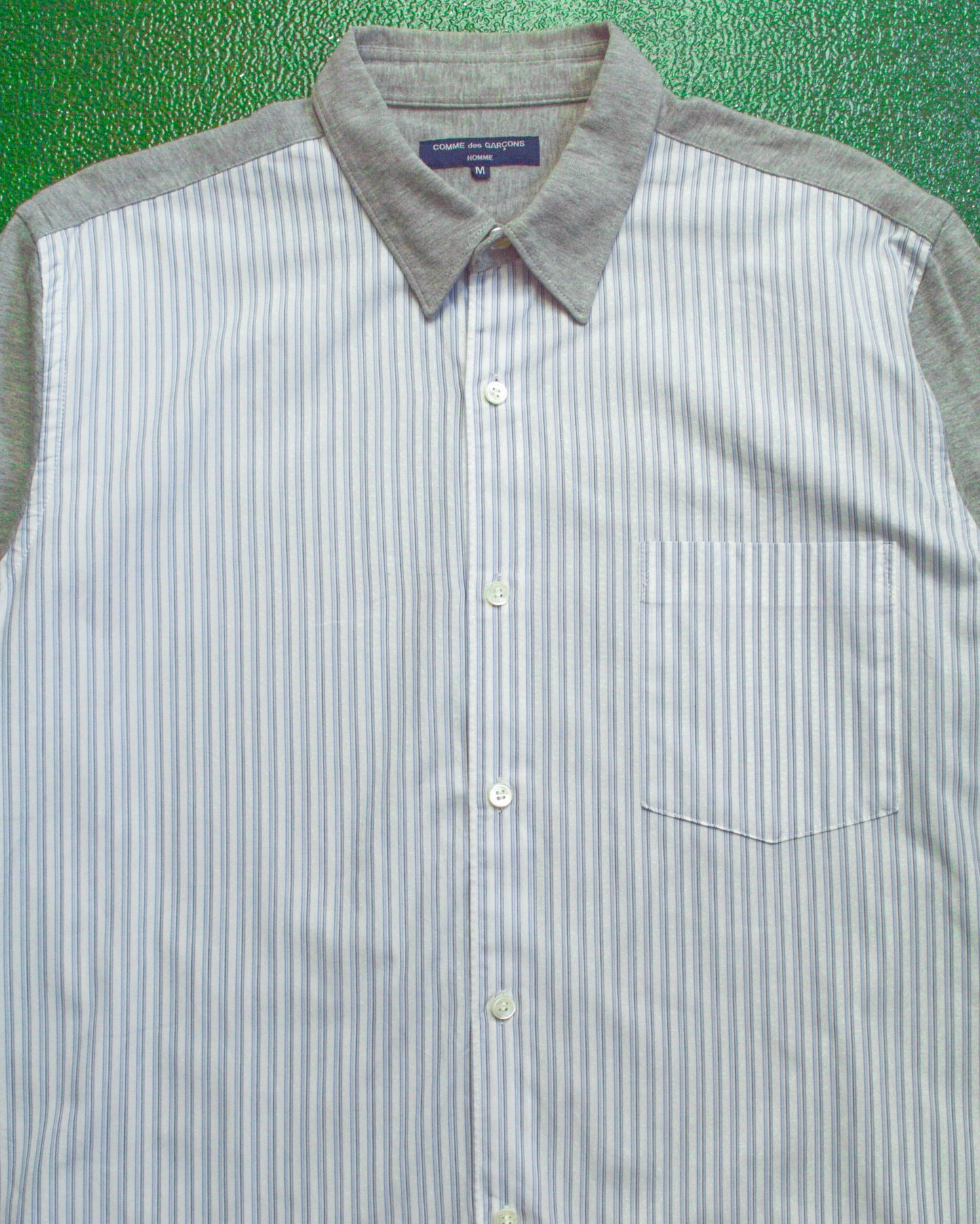 Comme Des Garçons Homme 2006 Hybrid Fabric Striped Front Shirt (M)