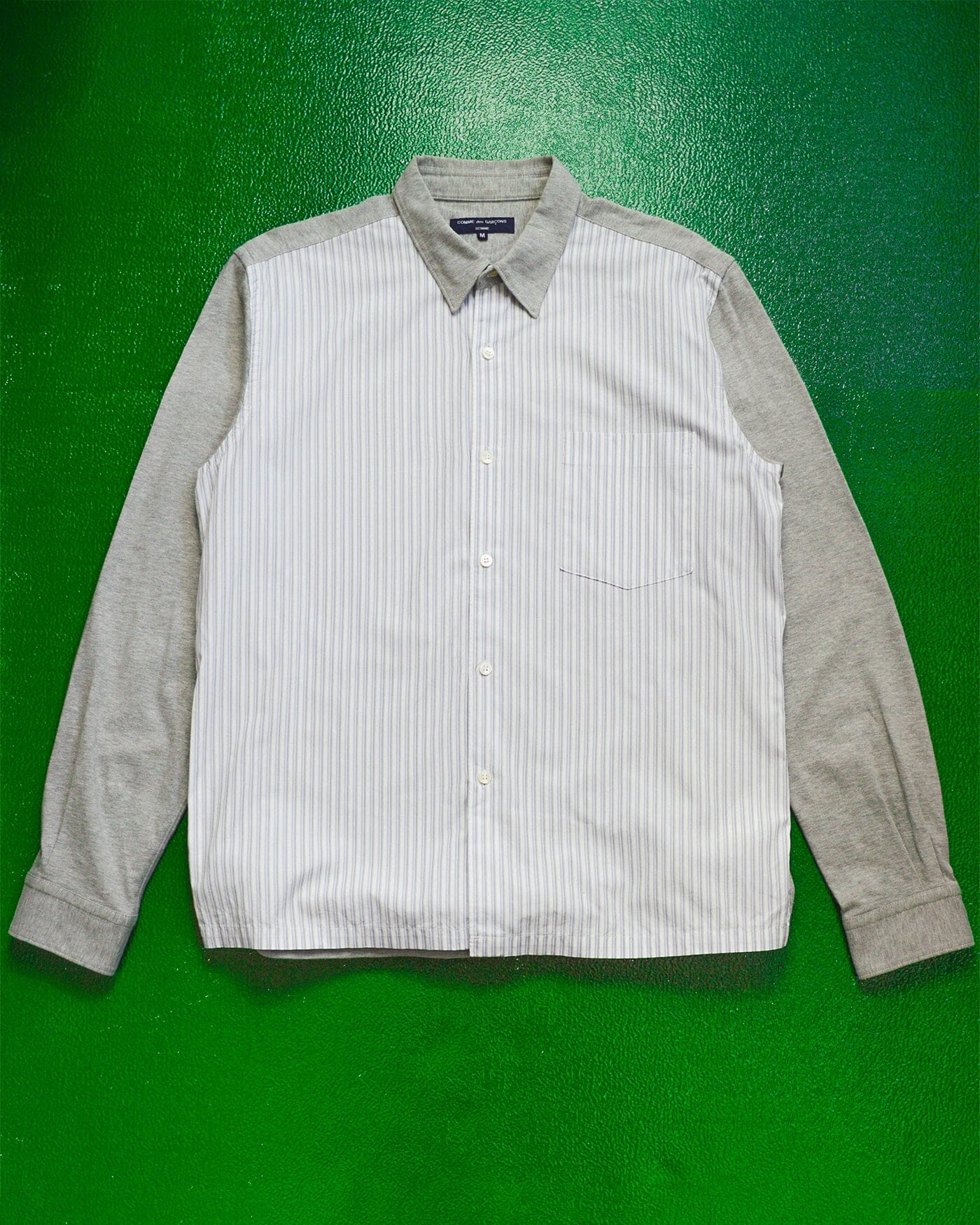 Comme Des Garçons Homme 2006 Hybrid Fabric Striped Front Shirt (M)