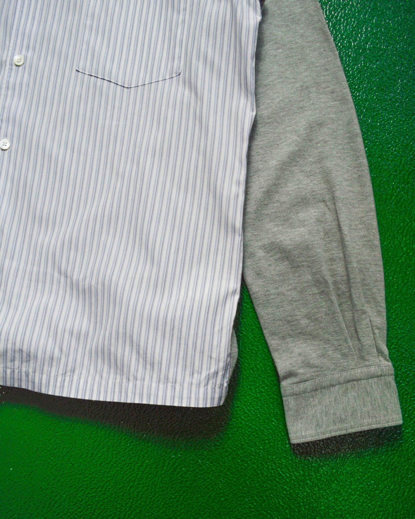 Comme Des Garçons Homme 2006 Hybrid Fabric Striped Front Shirt (M)