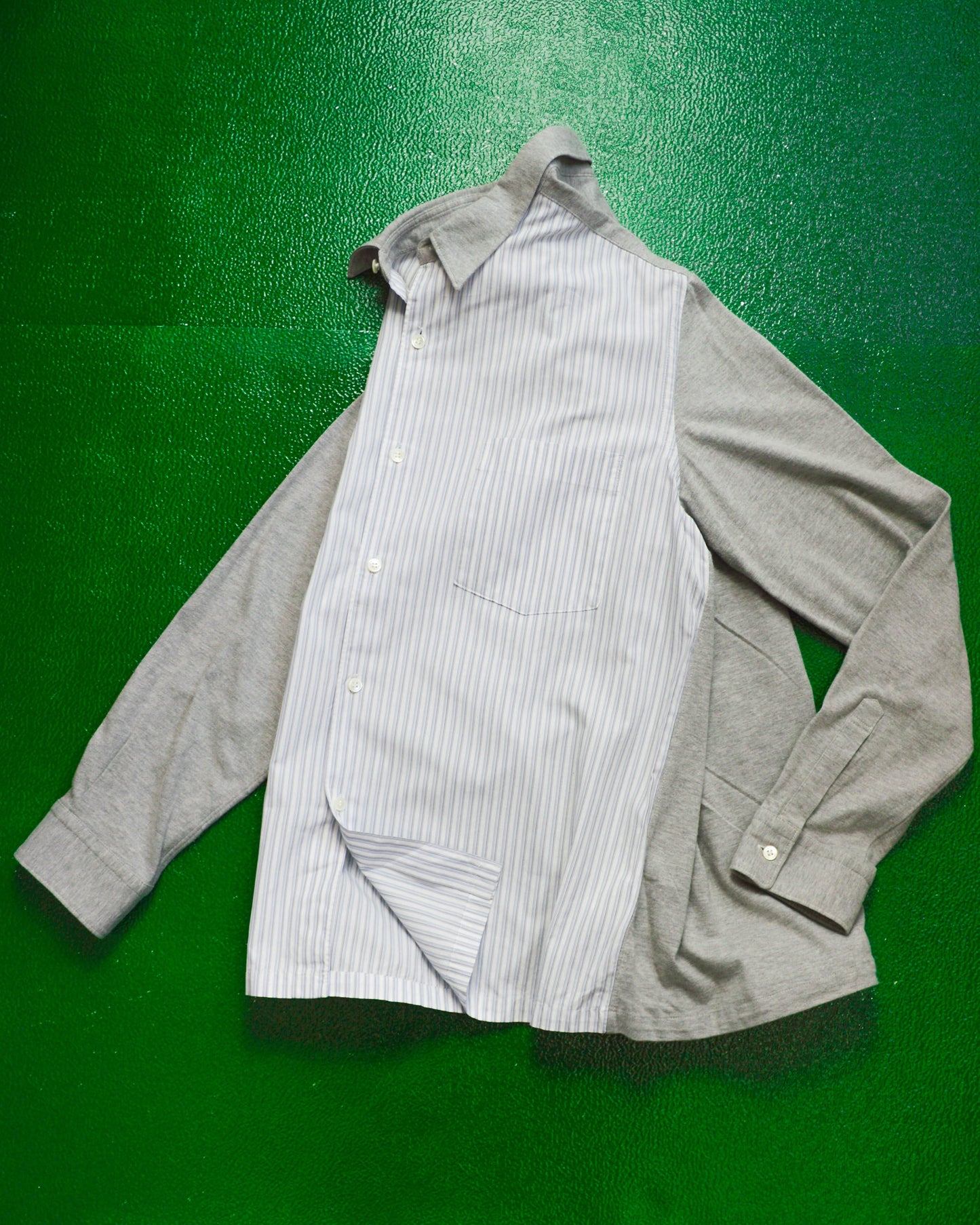 Comme Des Garçons Homme 2006 Hybrid Fabric Striped Front Shirt (M)