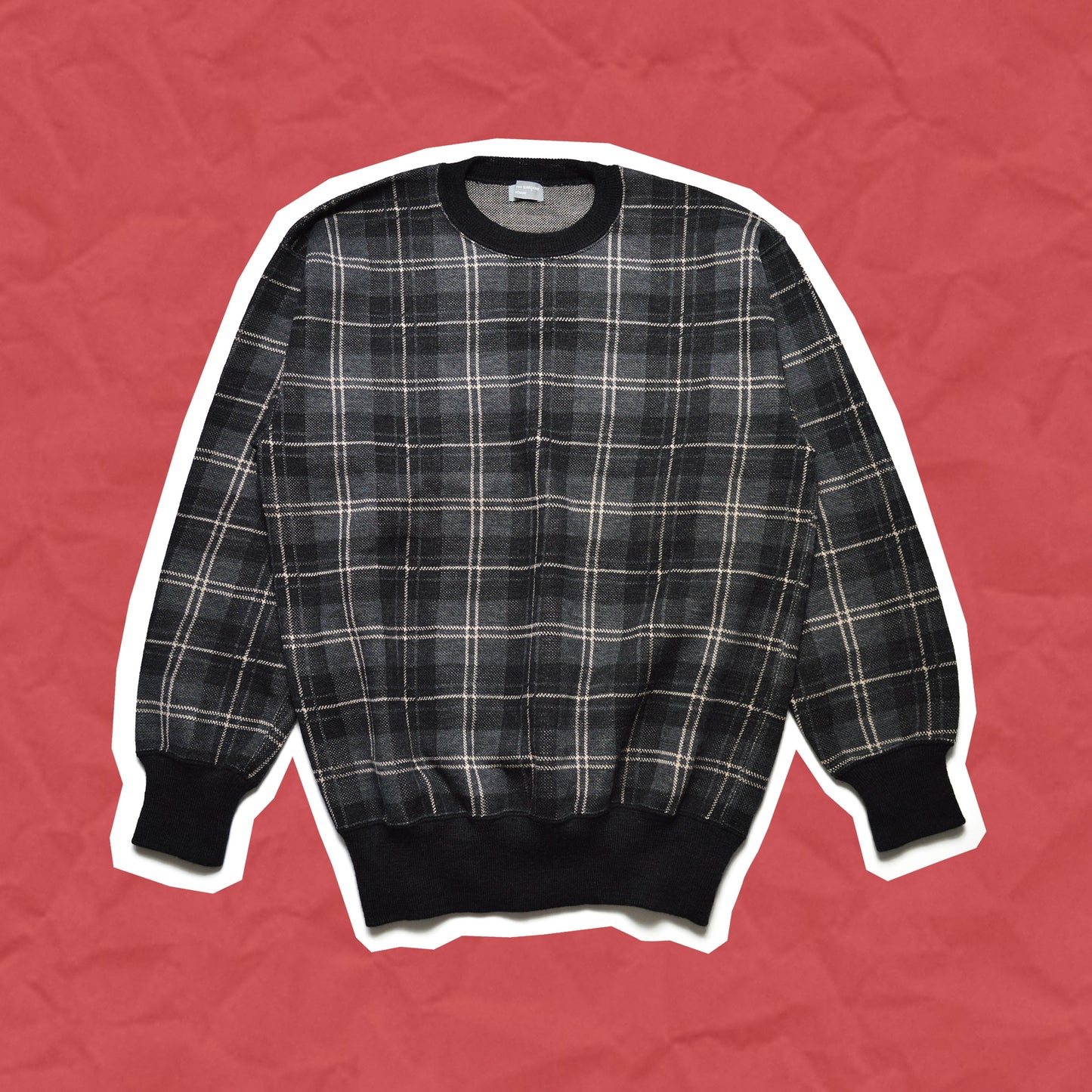 Comme Des Garçons Homme 80s Grey Plaid Knit Jumper (~M~)