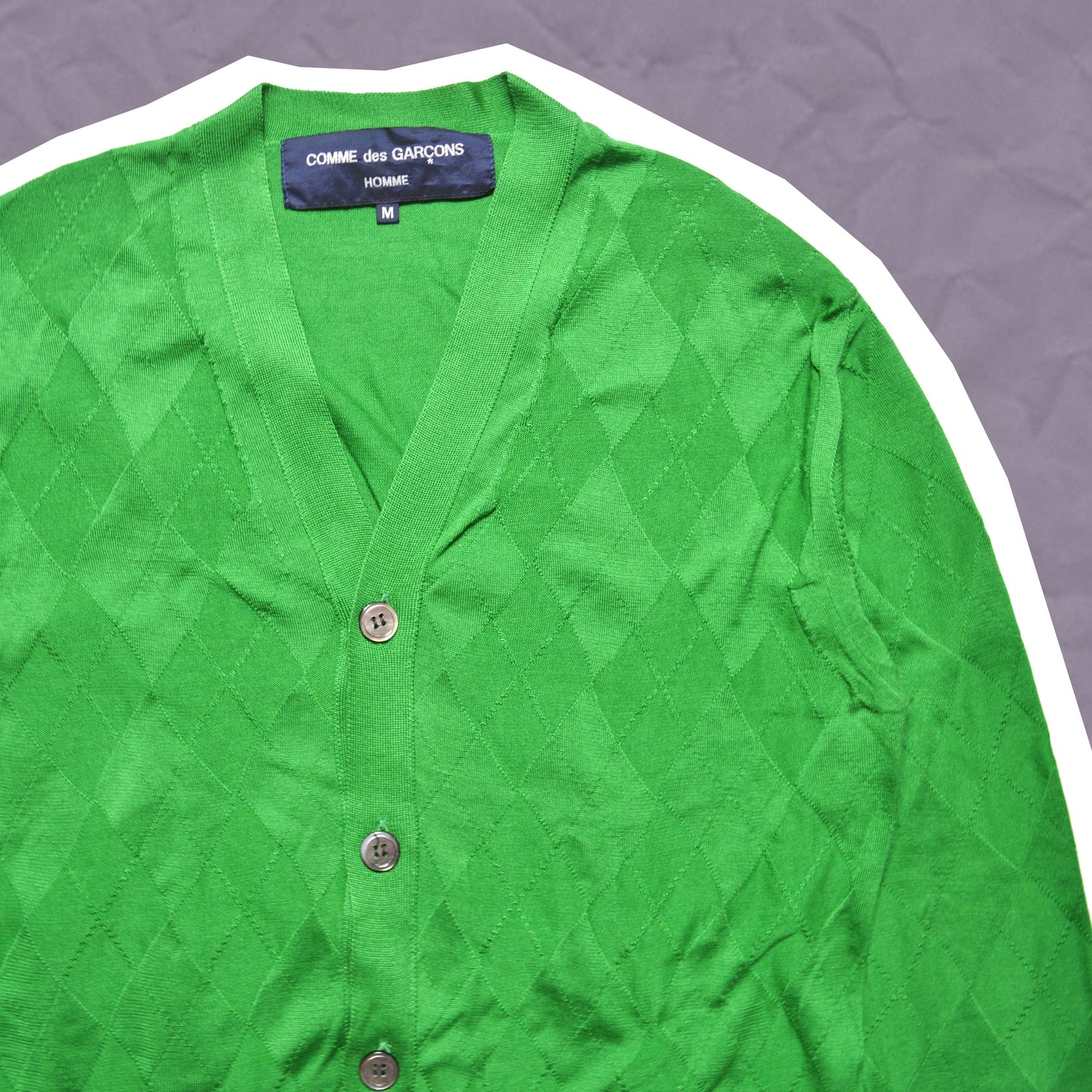 Comme Des Garçons Homme Green Woven Argyle Cardigan (~M~)