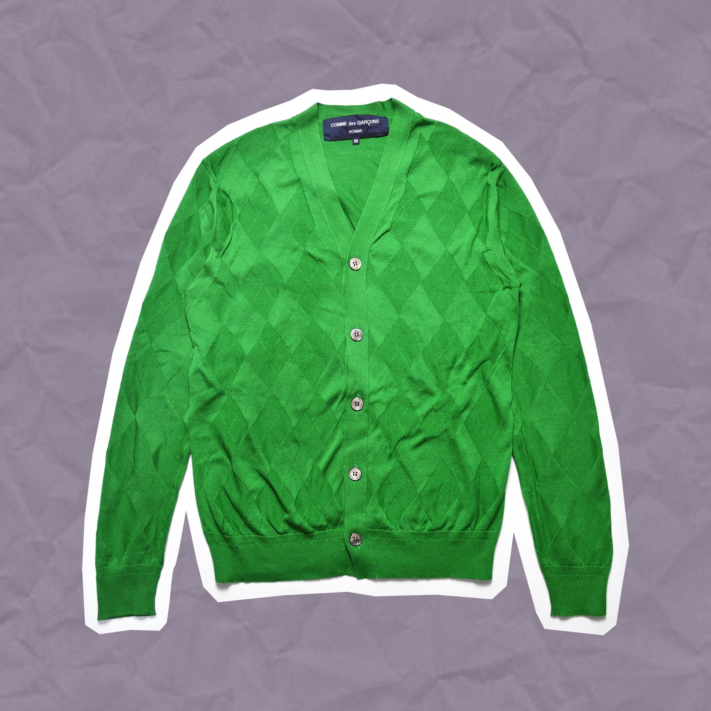 Comme Des Garçons Homme Green Woven Argyle Cardigan (~M~)