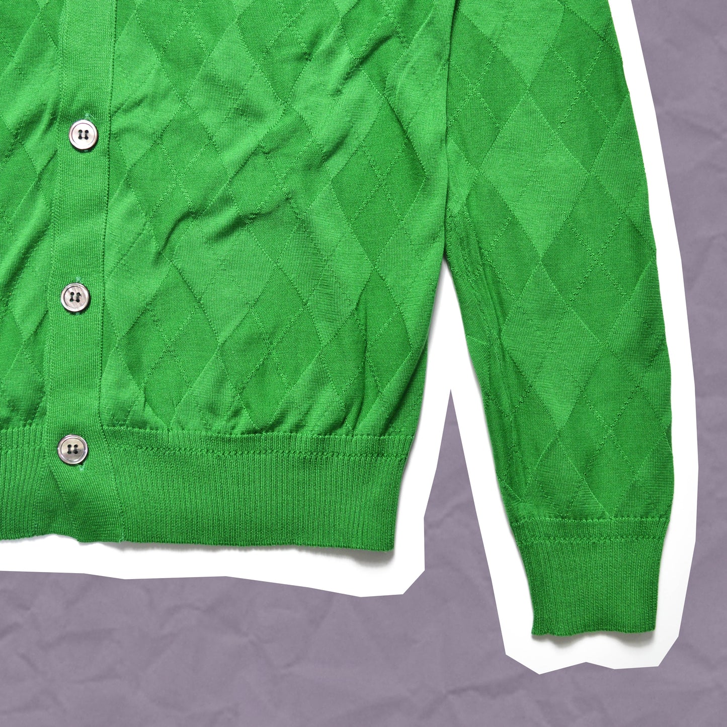 Comme Des Garçons Homme Green Woven Argyle Cardigan (~M~)