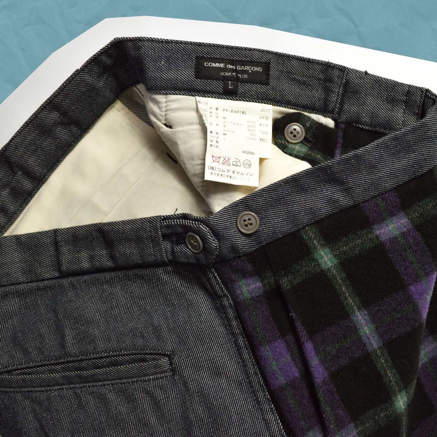 Comme Des Garçons Homme Plus 2000 Plaid Front Split Jeans (~32~)