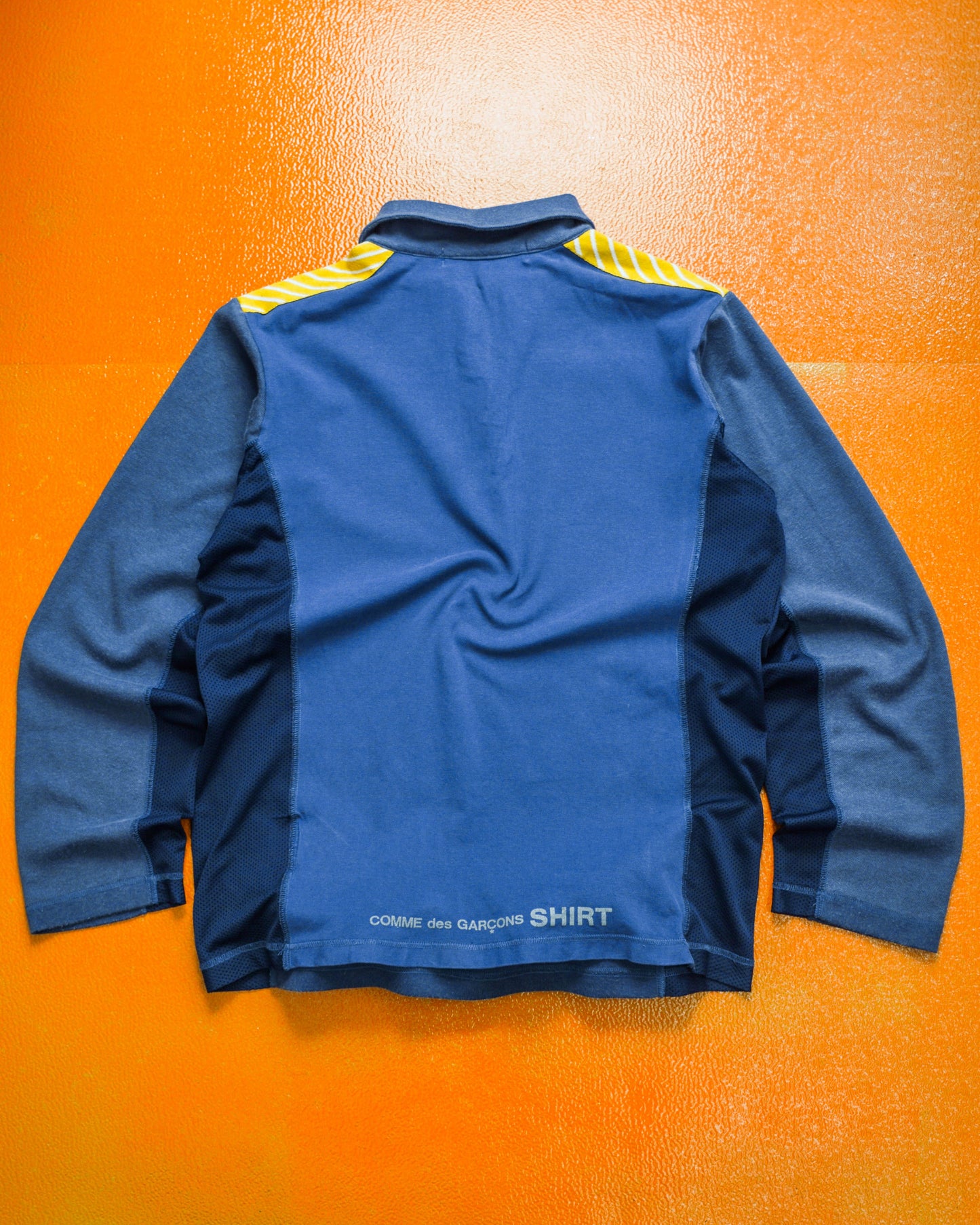 Comme Des Garçons Shirt Blue Hybrid Longsleeve Zip Polo Shirt (M & L)