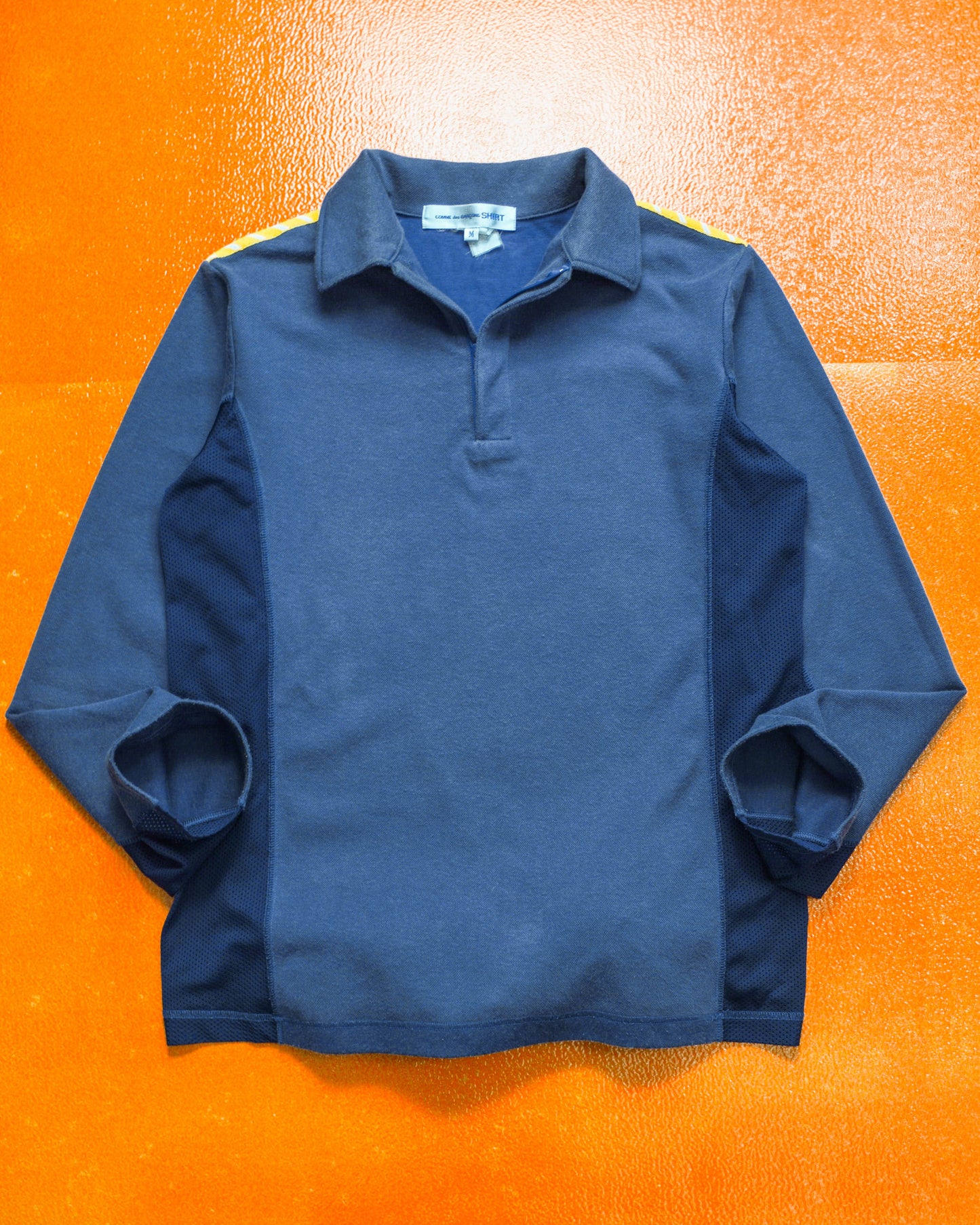Comme Des Garçons Shirt Blue Hybrid Longsleeve Zip Polo Shirt (M & L)