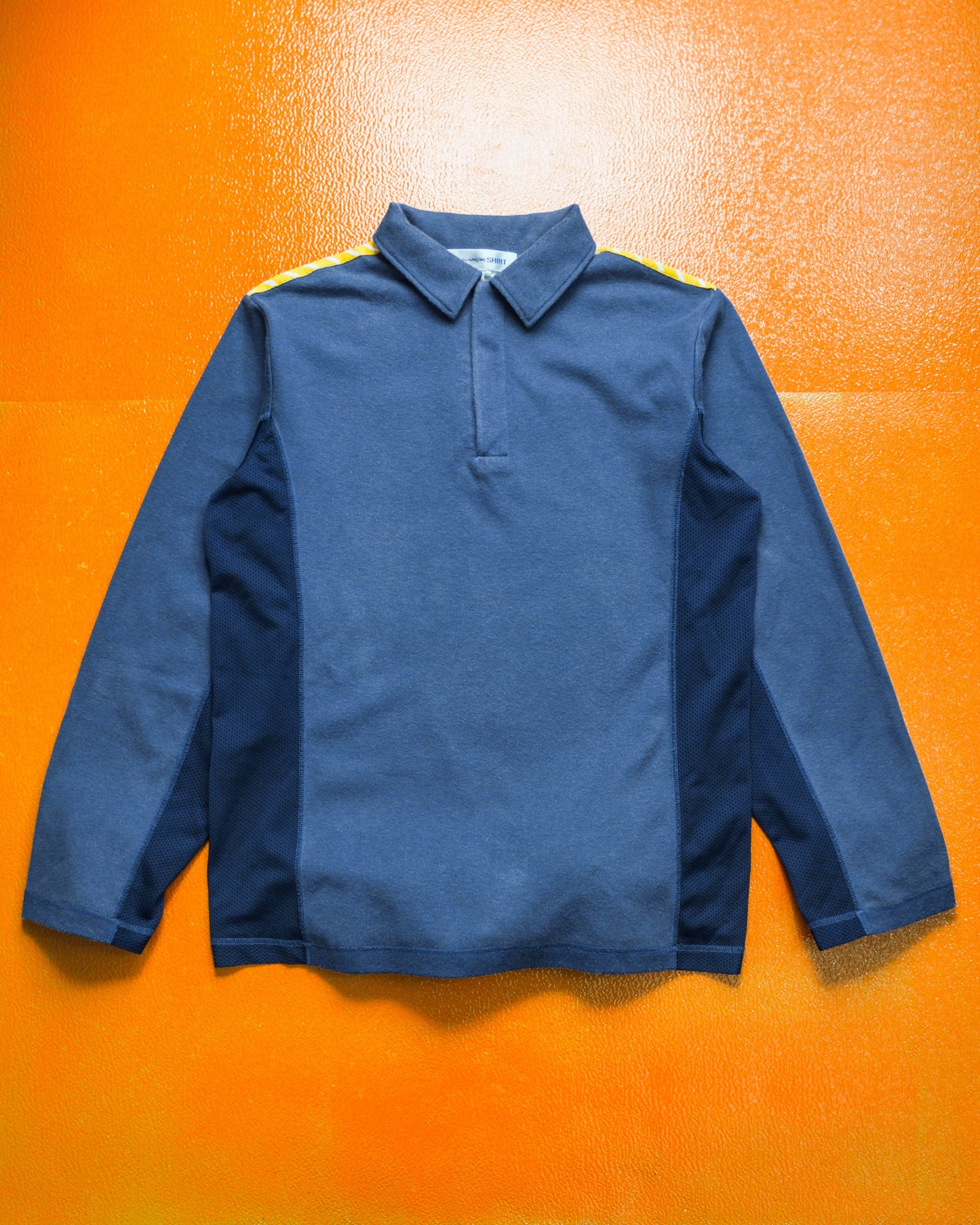 Comme Des Garçons Shirt Blue Hybrid Longsleeve Zip Polo Shirt (M & L)