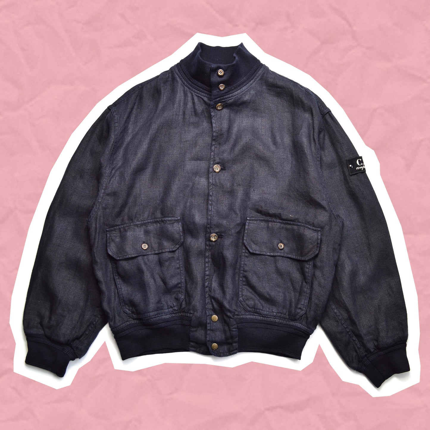 C.P. Company S/S 1997 Navy Linoflax Garment Dyed Flying Jacket (~M~)