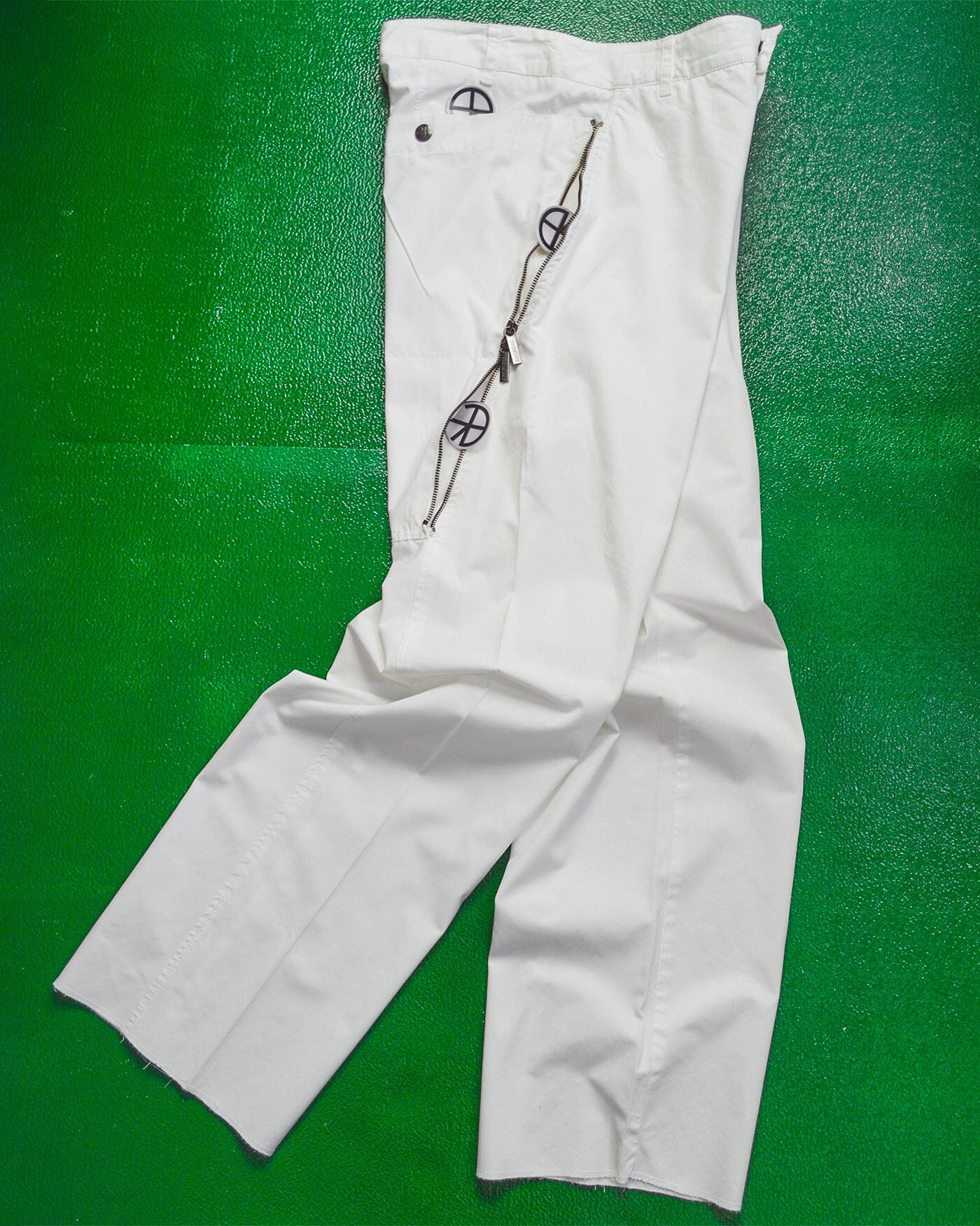 Dirk Bikkembergs Asymmetrical Wrap Around Zipper White Trousers (32~33)