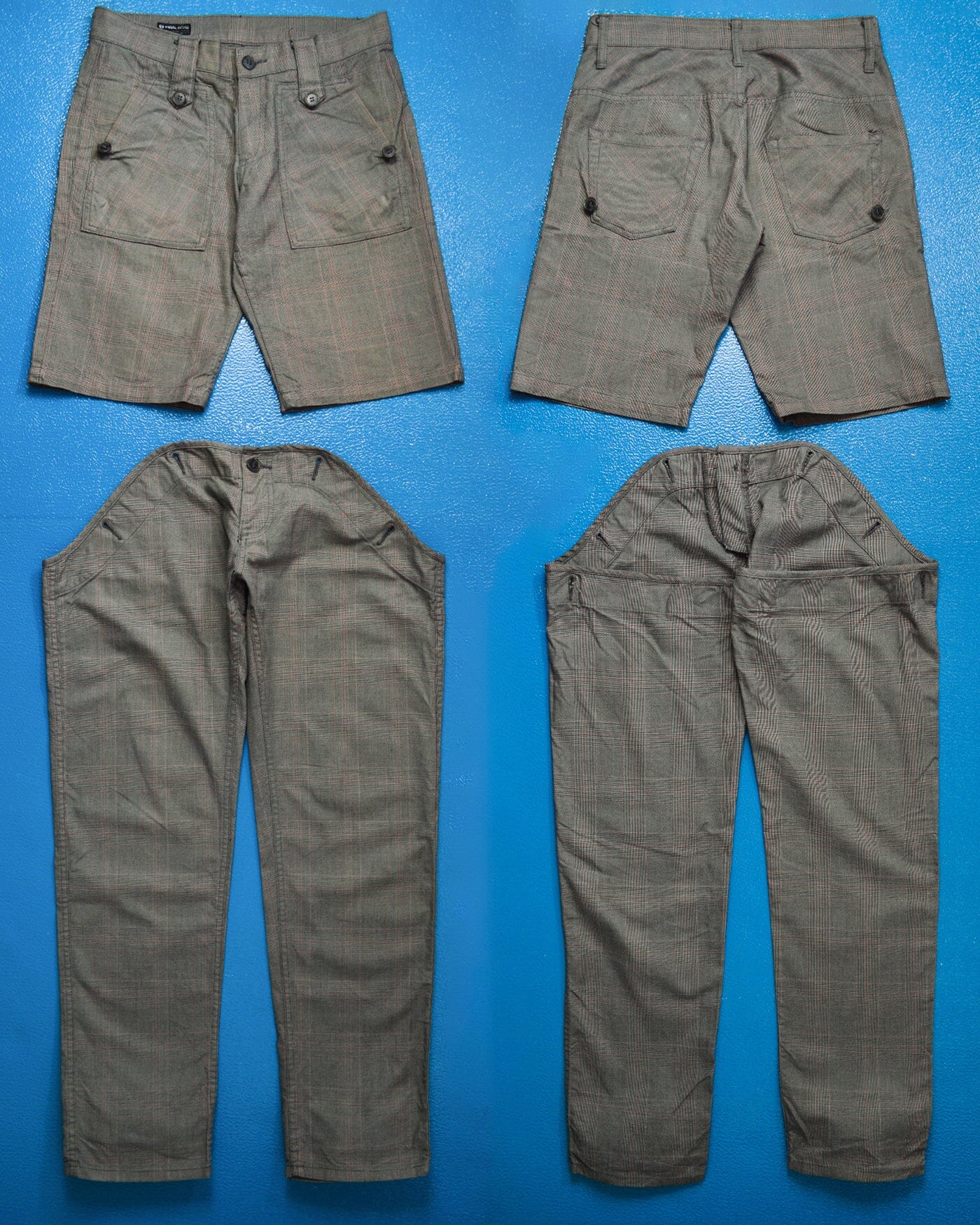 Final Home 2 in 1 Convertible Plaid Shorts Pants (28~30)