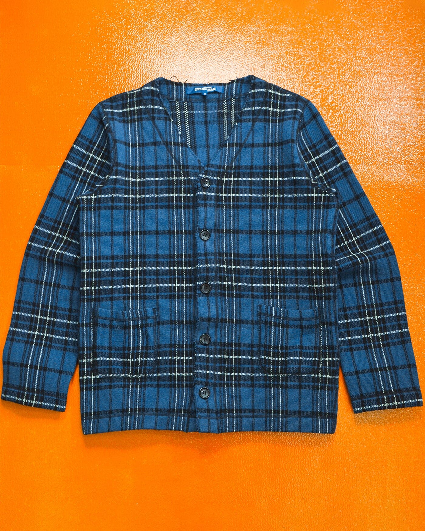 Junya Watanabe 2002 Black Blue Plaid Cardigan (~L~)