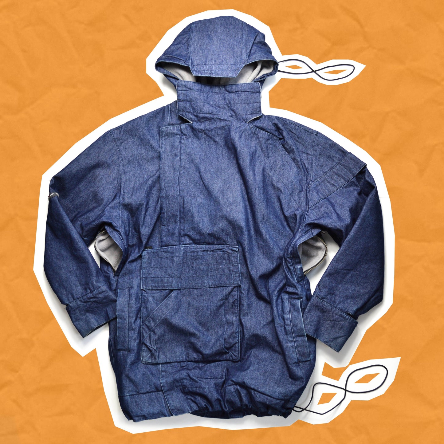 Levi's All Duty Asymmetrical Long Denim Cargo Ninja Parka Jacket (~M~)