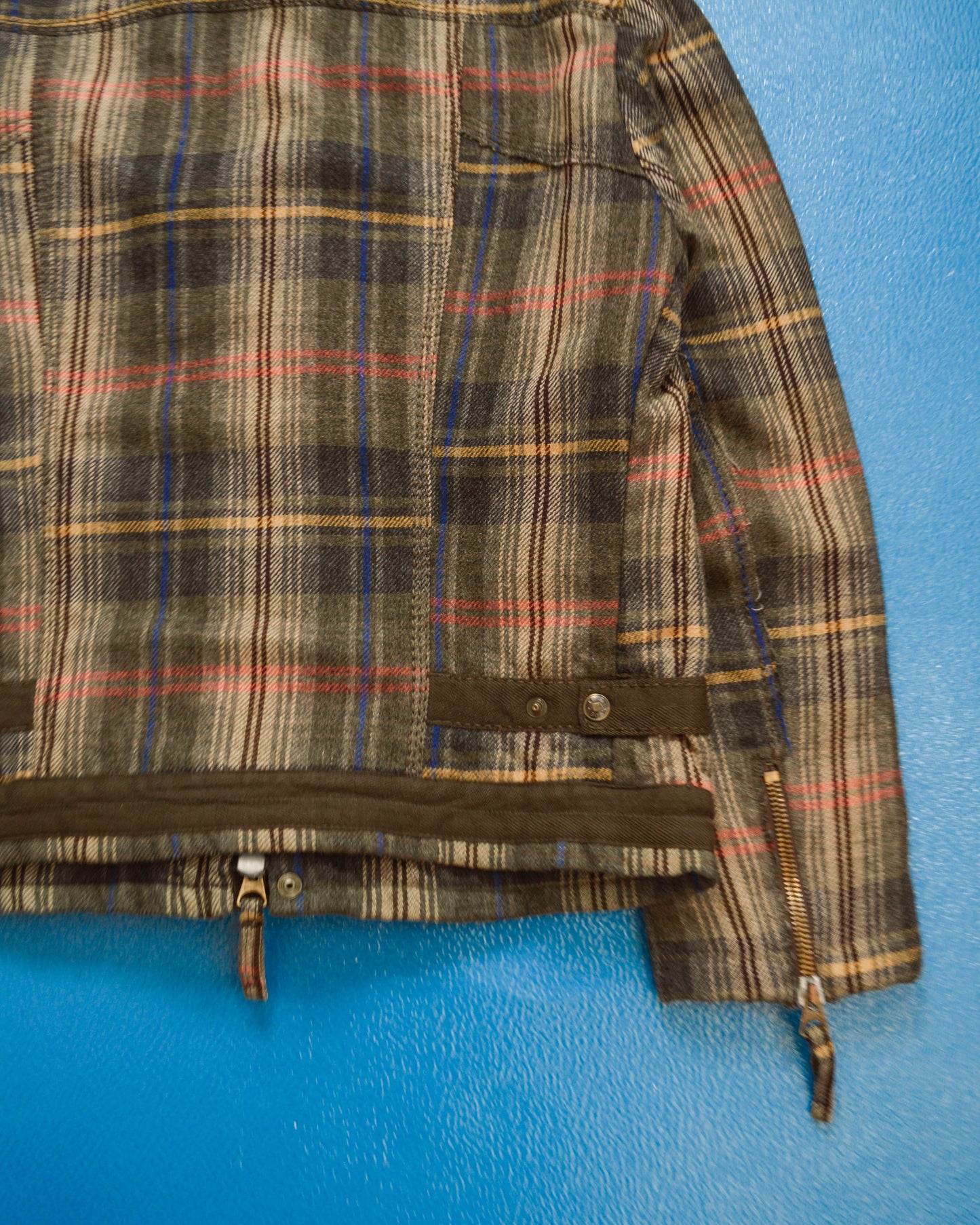 Marithe Francois Girbaud Muted Plaid Wool Multi-Pocket Jacket (~M~)