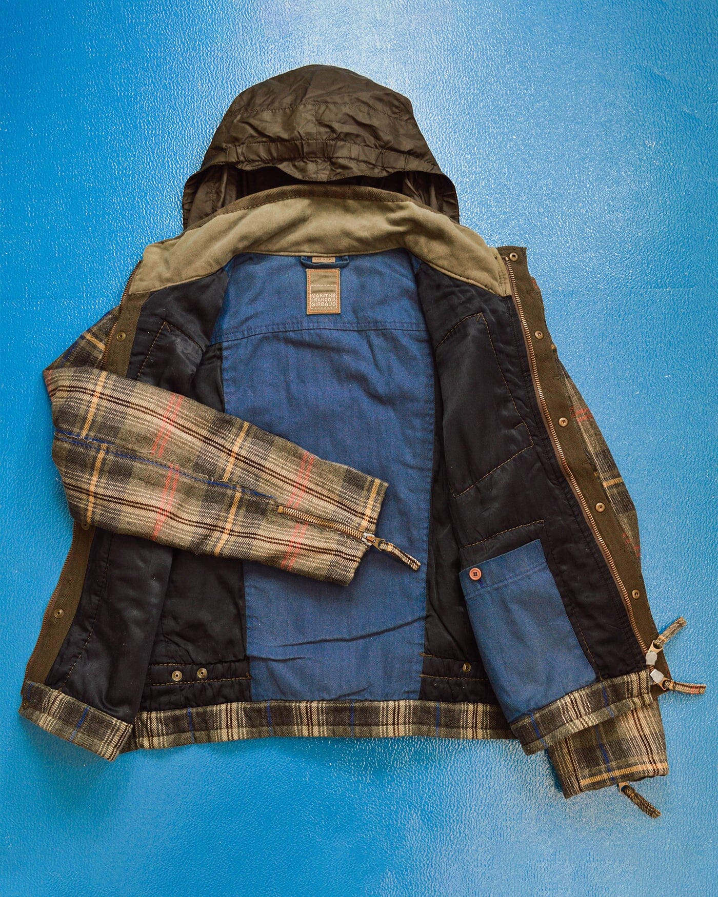 Marithe Francois Girbaud Muted Plaid Wool Multi-Pocket Jacket (~M~)