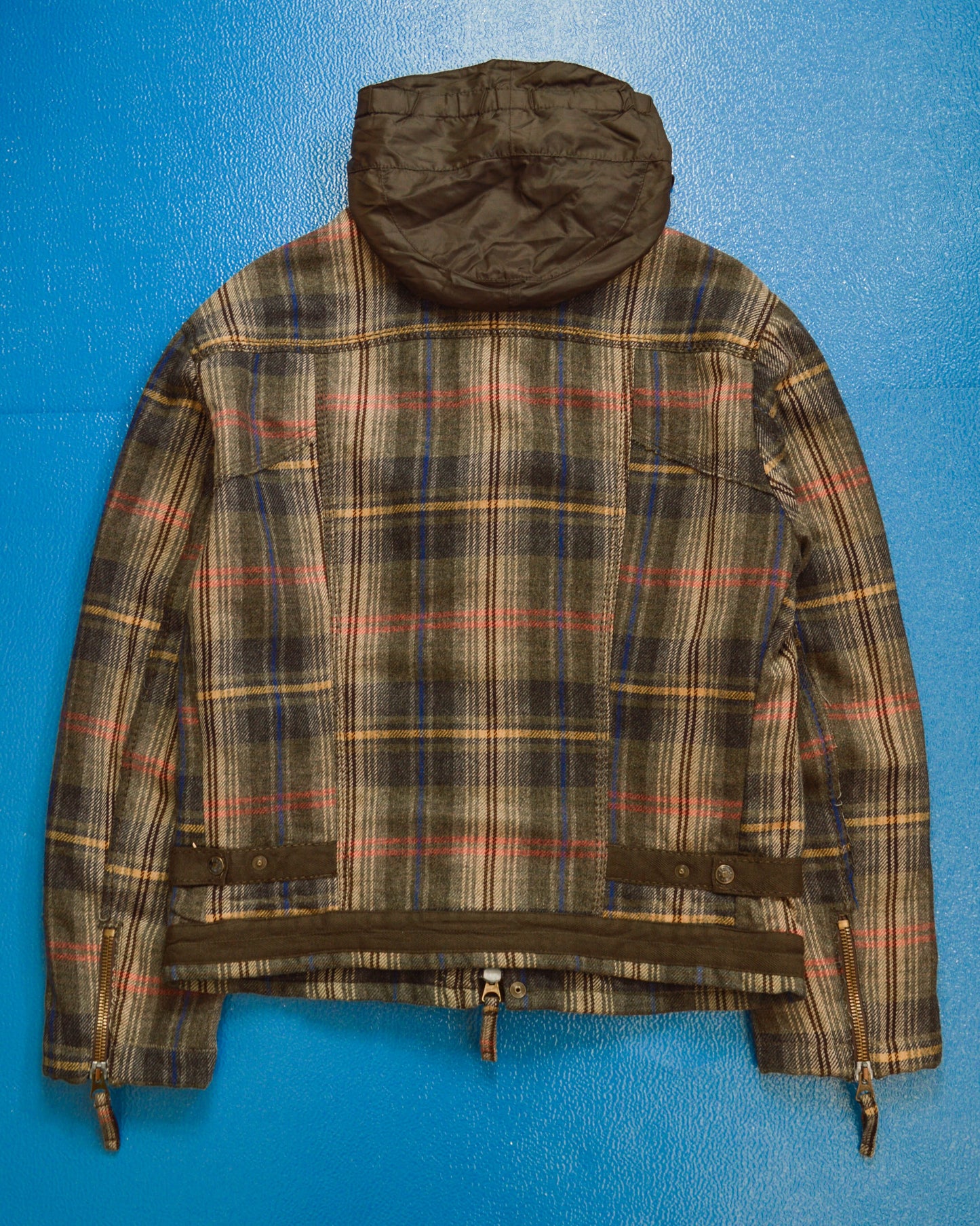 Marithe Francois Girbaud Muted Plaid Wool Multi-Pocket Jacket (~M~)
