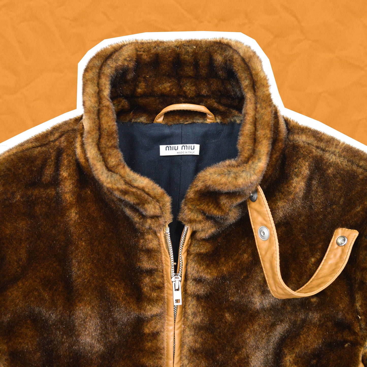 Miu Miu Faux Fur Jacket with Faux Leather Trims (~42/M~)