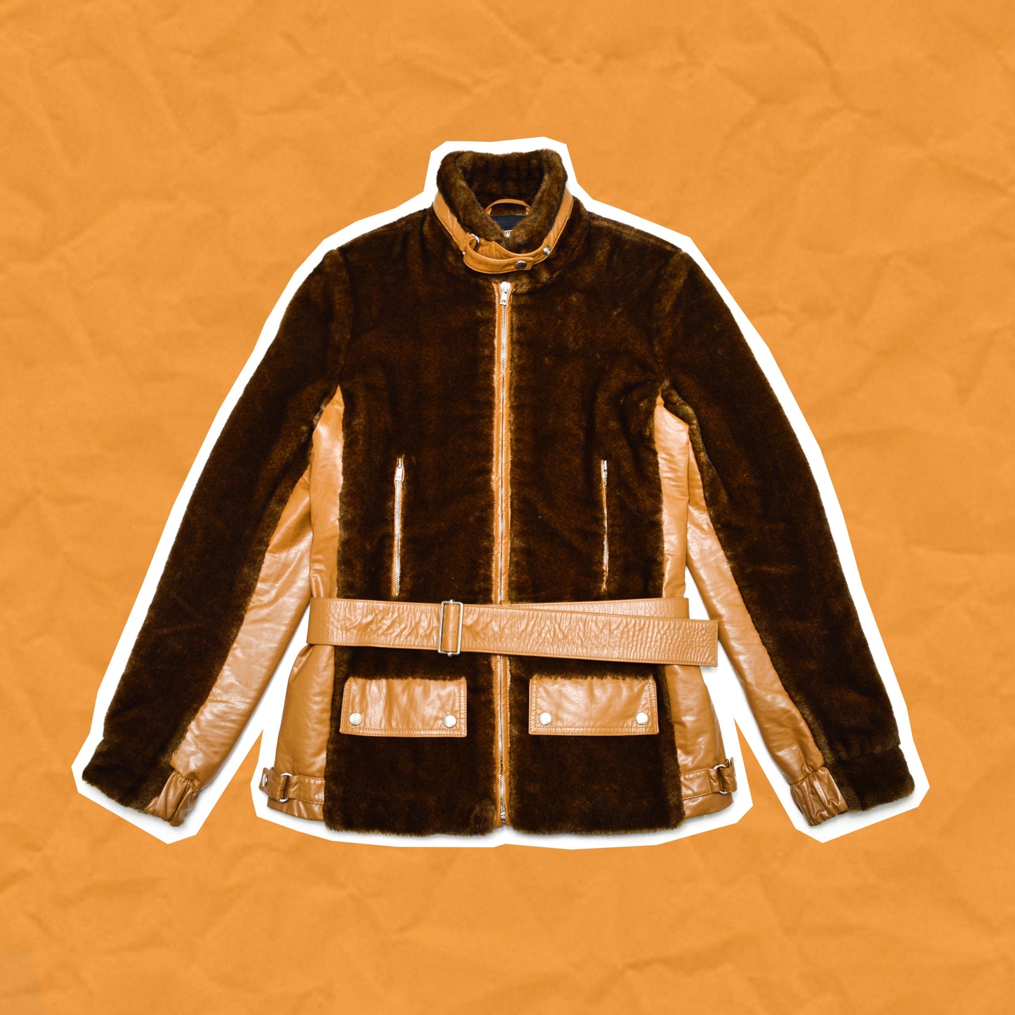 Miu Miu Faux Fur Jacket with Faux Leather Trims (~42/M~)