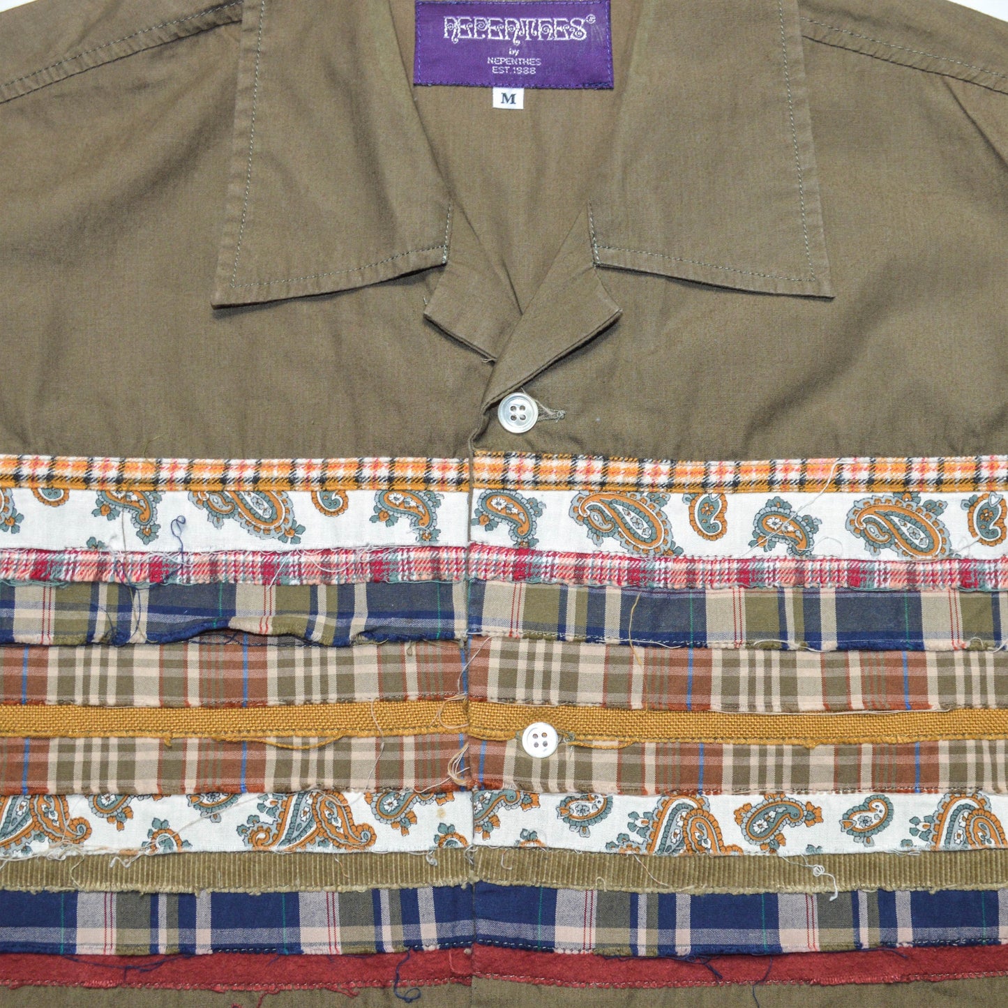 Nepenthes Rebuild Olive Panelled Shirt (~M~)