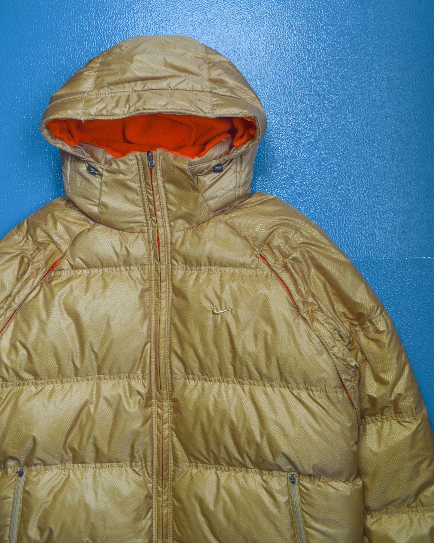 Nike Reversible Nylon / Fleece Gold / Orange Puffer Jacket (XL)