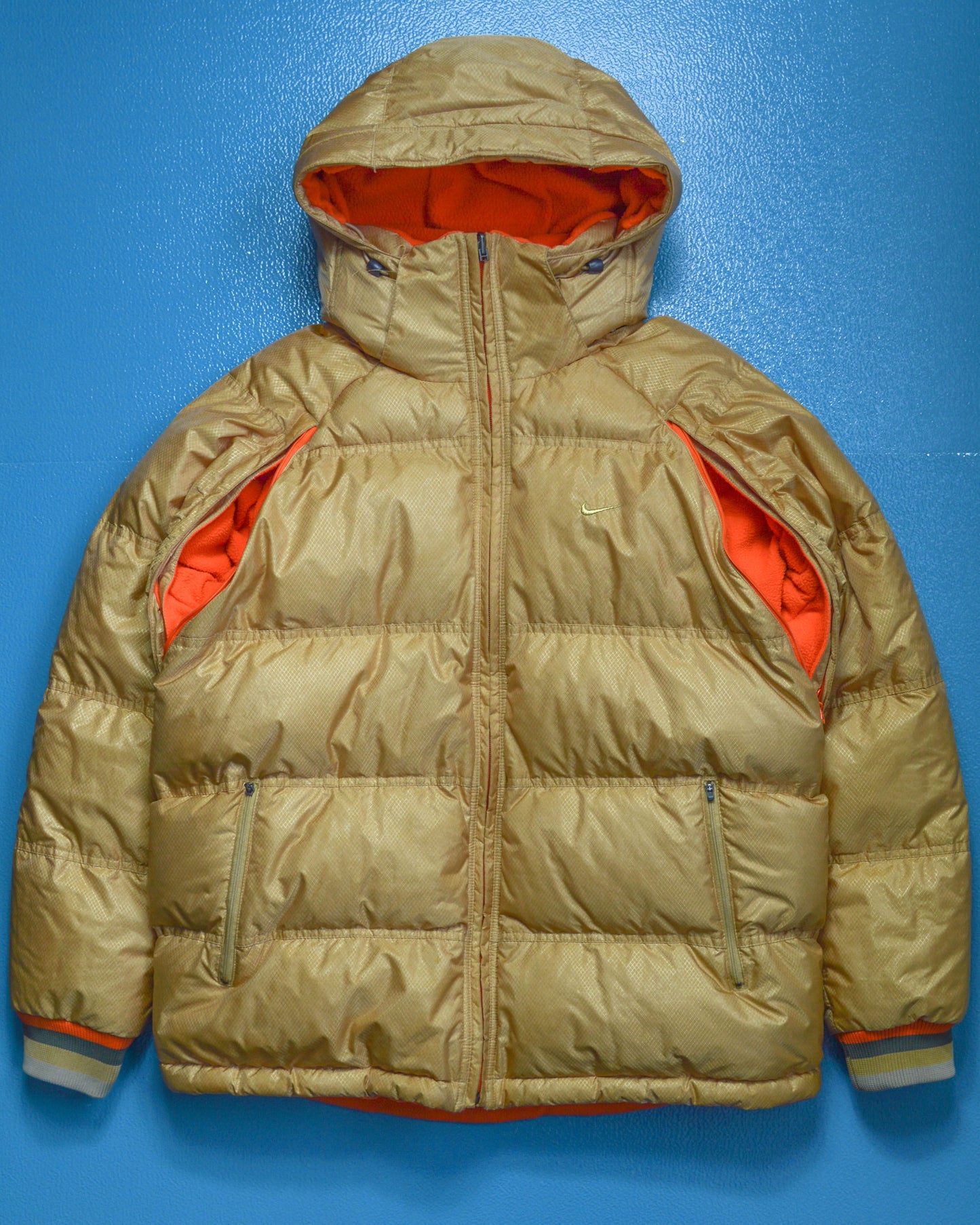 Nike Reversible Nylon / Fleece Gold / Orange Puffer Jacket (XL)