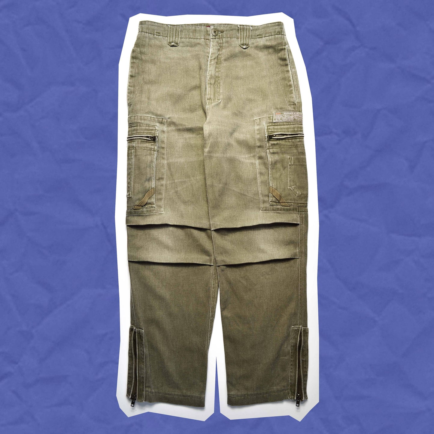 Oakley Green / Grey Baggy Denim Cargo Pants (33)