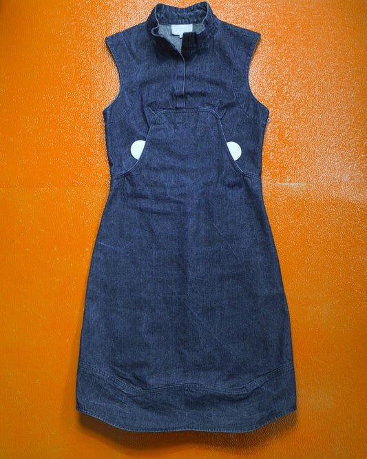 ron orb 90s Denim Futuristic Curved Panel Dress (~M~)