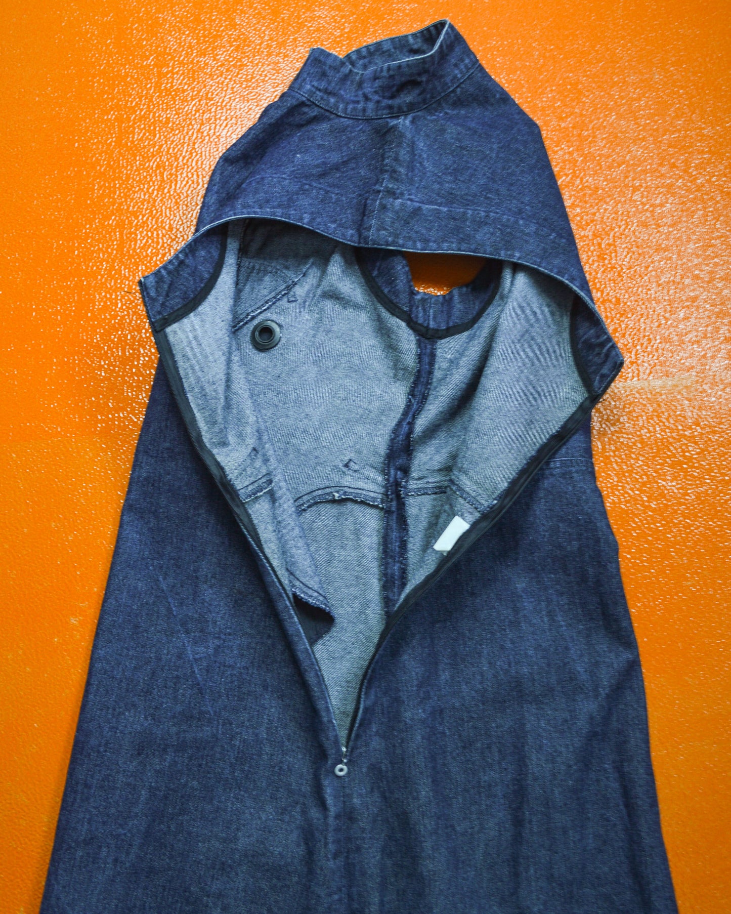 ron orb 90s Denim Futuristic Curved Panel Dress (~M~)