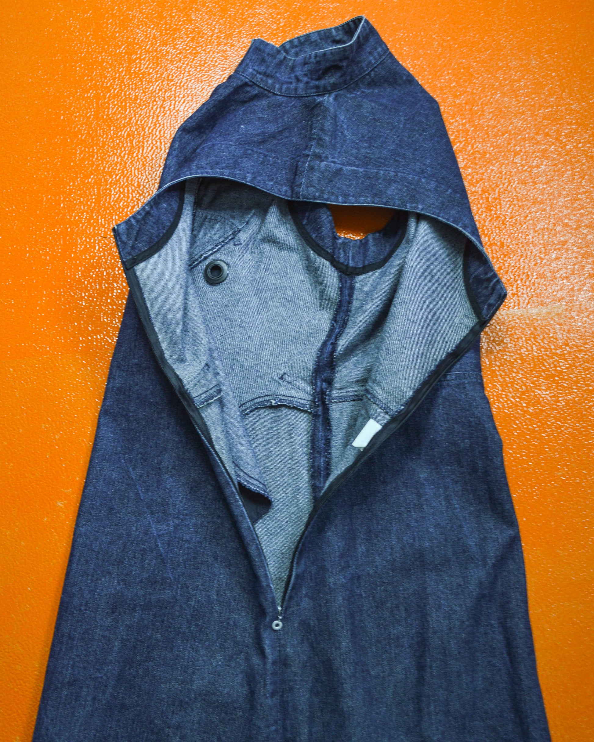 ron orb 90s Denim Futuristic Curved Panel Dress (~M~)