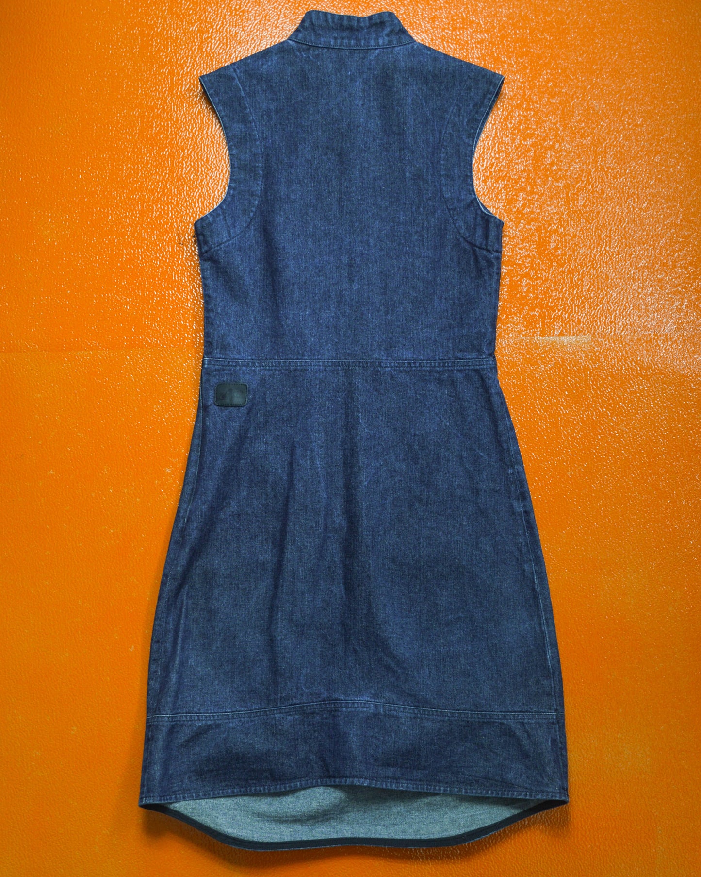 ron orb 90s Denim Futuristic Curved Panel Dress (~M~)