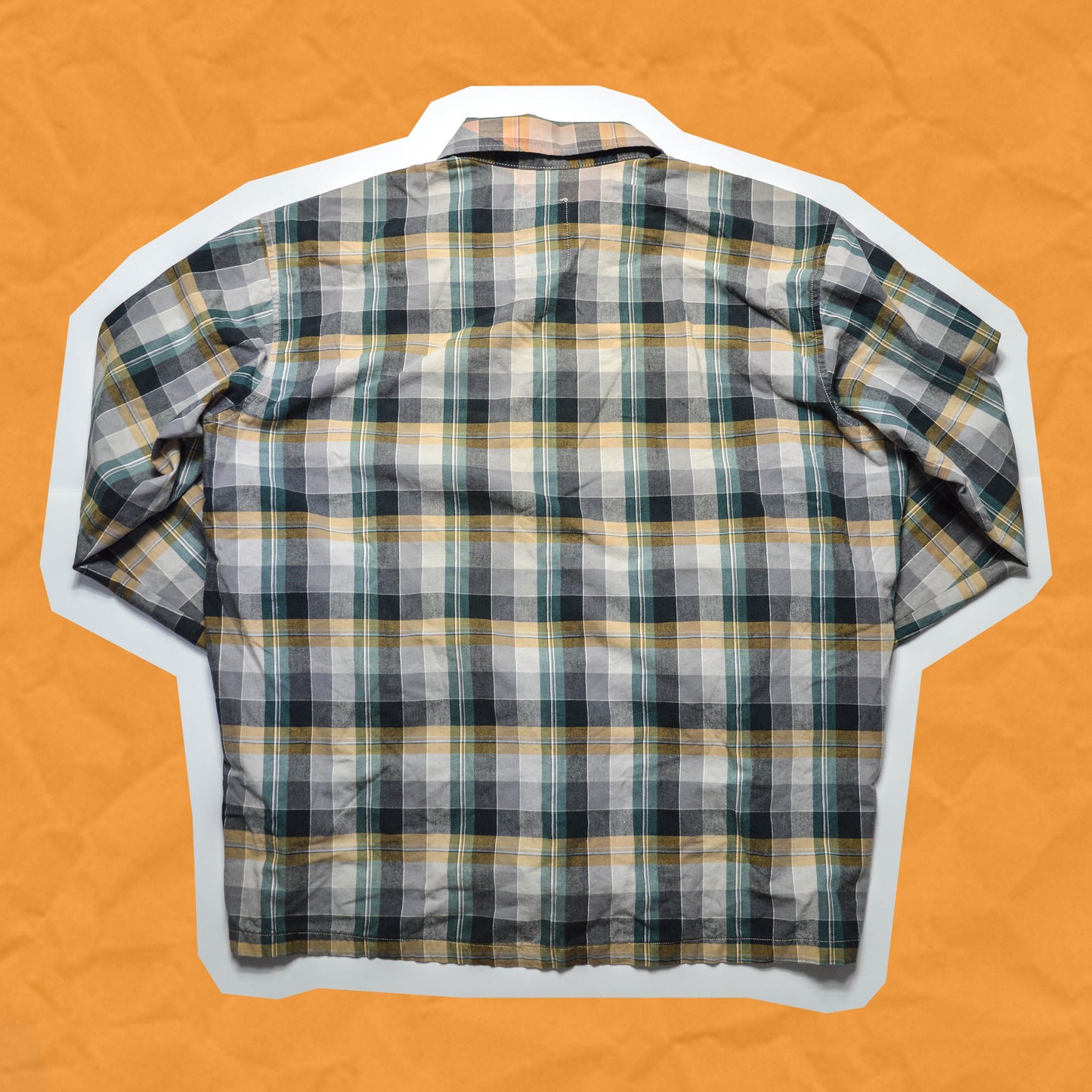 Stussy 90s Beige and Green Plaid Clover Logo Coach Jacket (L~XL)