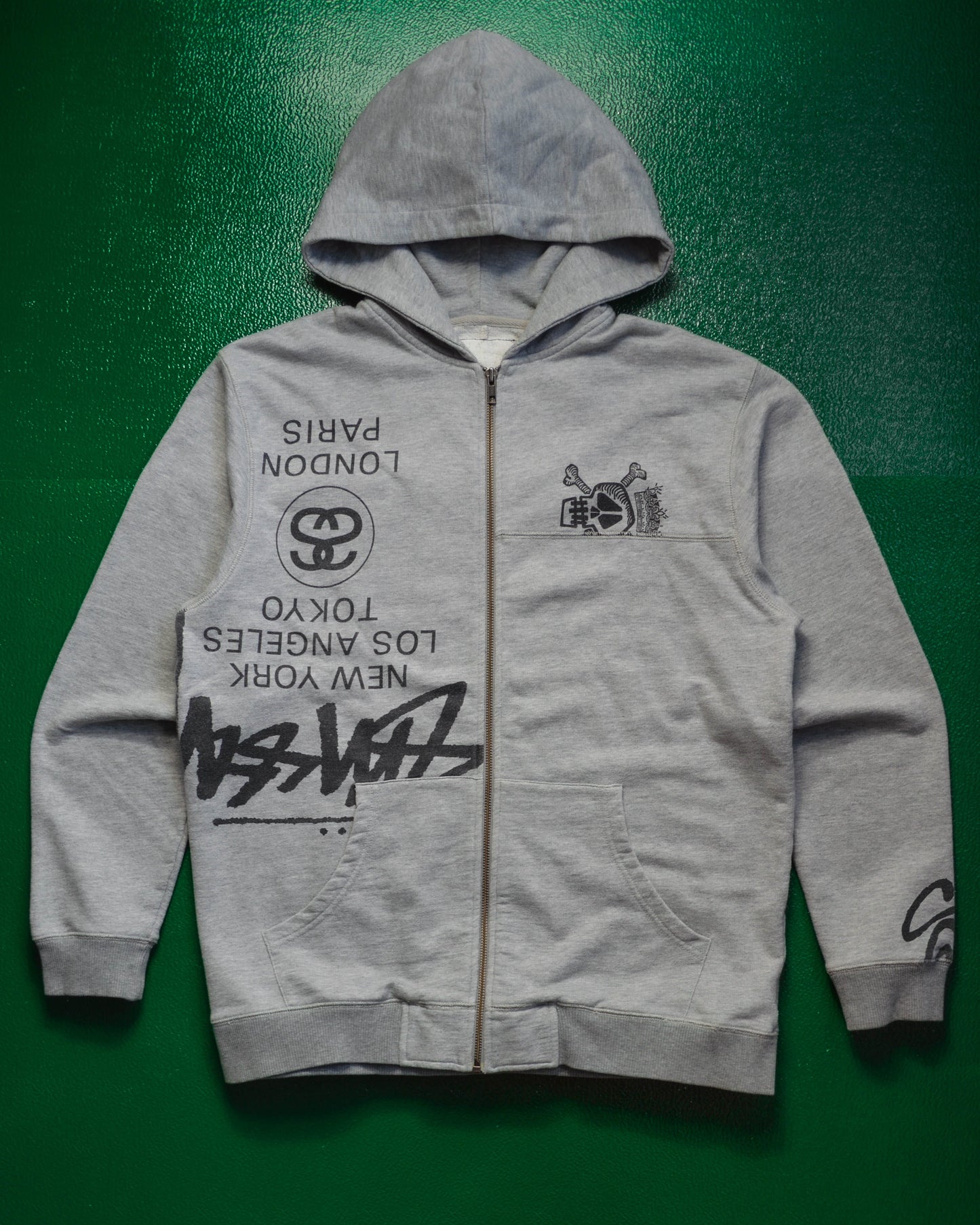 Stussy Collage Split Logo Asymmetrical Zip Up Hoody (L)