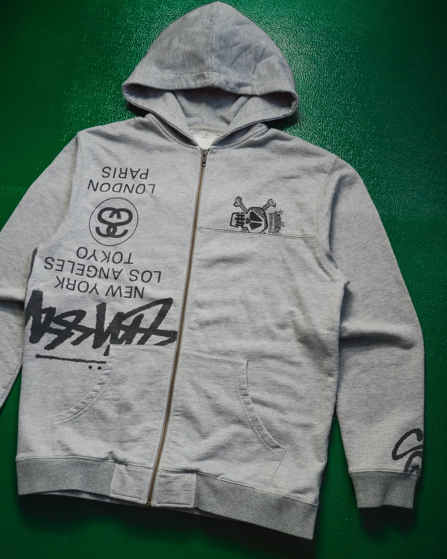 Stussy Collage Split Logo Asymmetrical Zip Up Hoody (L)