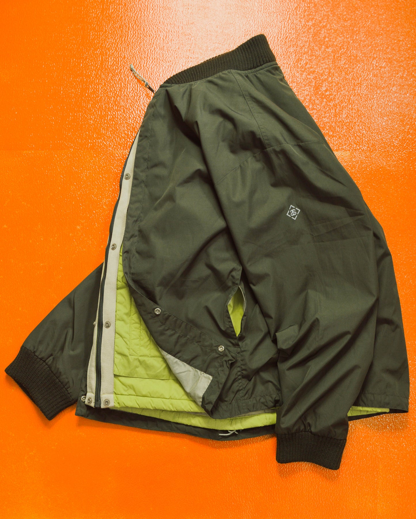 Stussy F.I.T Olive Brown / Lime Green X-Ray Hidden Tactical Vest Bomber Jacket (XL)