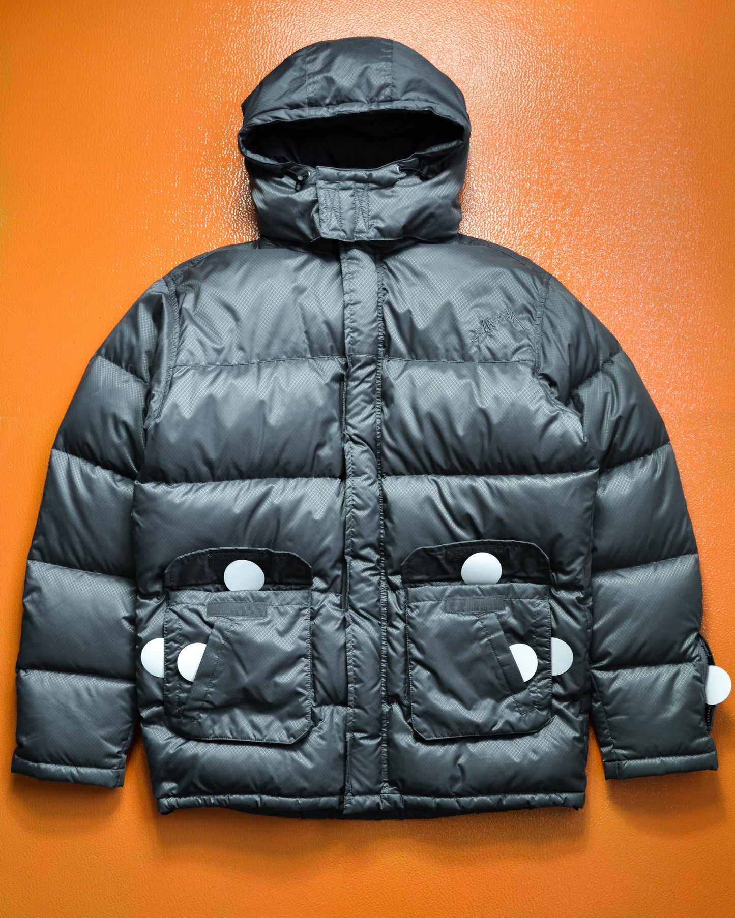 Stussy Grey Ripstop Multi-compartment Tactical Puffer Jacket (~M~)