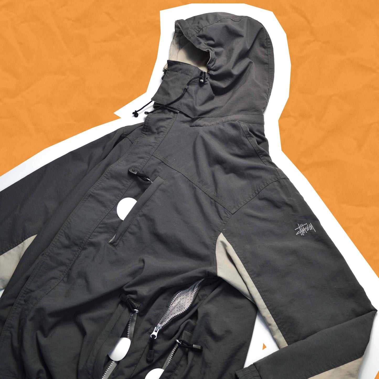 Stussy Grey Two-tone Windbreaker Jacket (M)