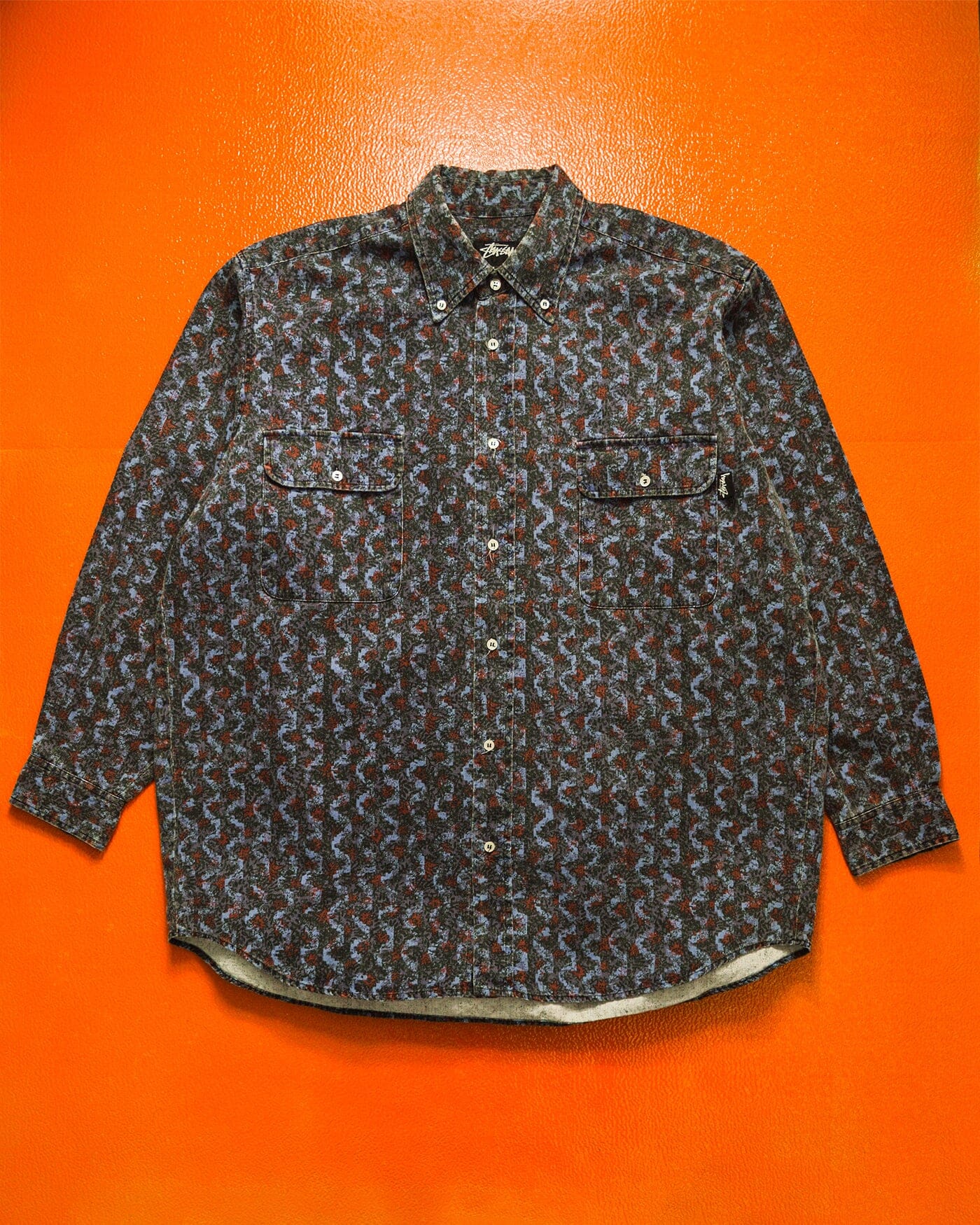 Stussy OG Micro Corduroy All-over Foliage Style Print Shirt (~XL~)