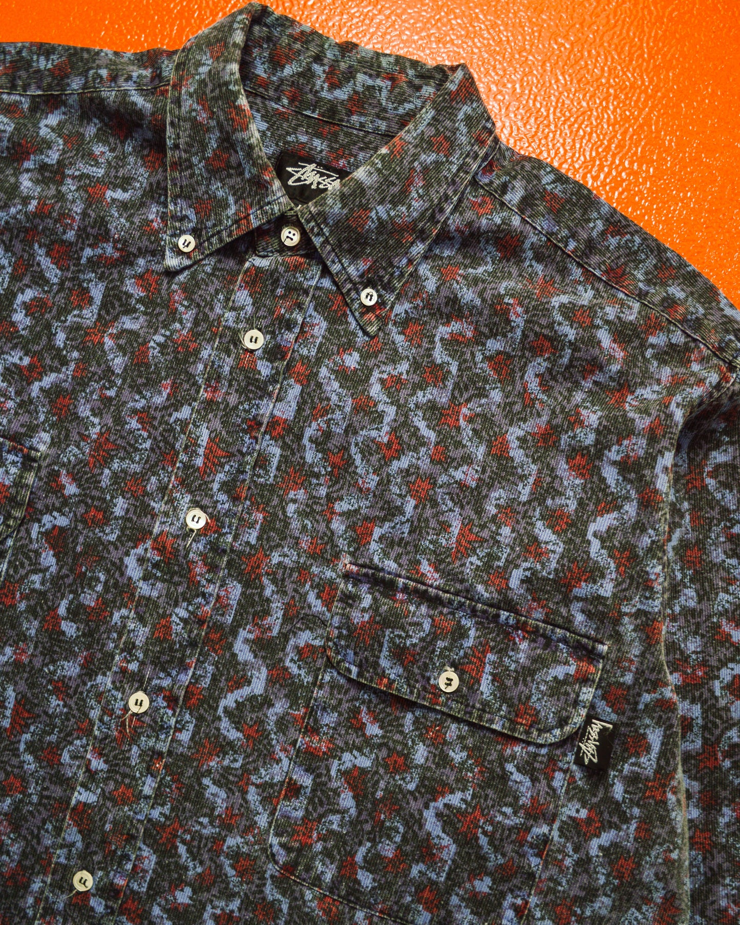 Stussy OG Micro Corduroy All-over Foliage Style Print Shirt (~XL~)