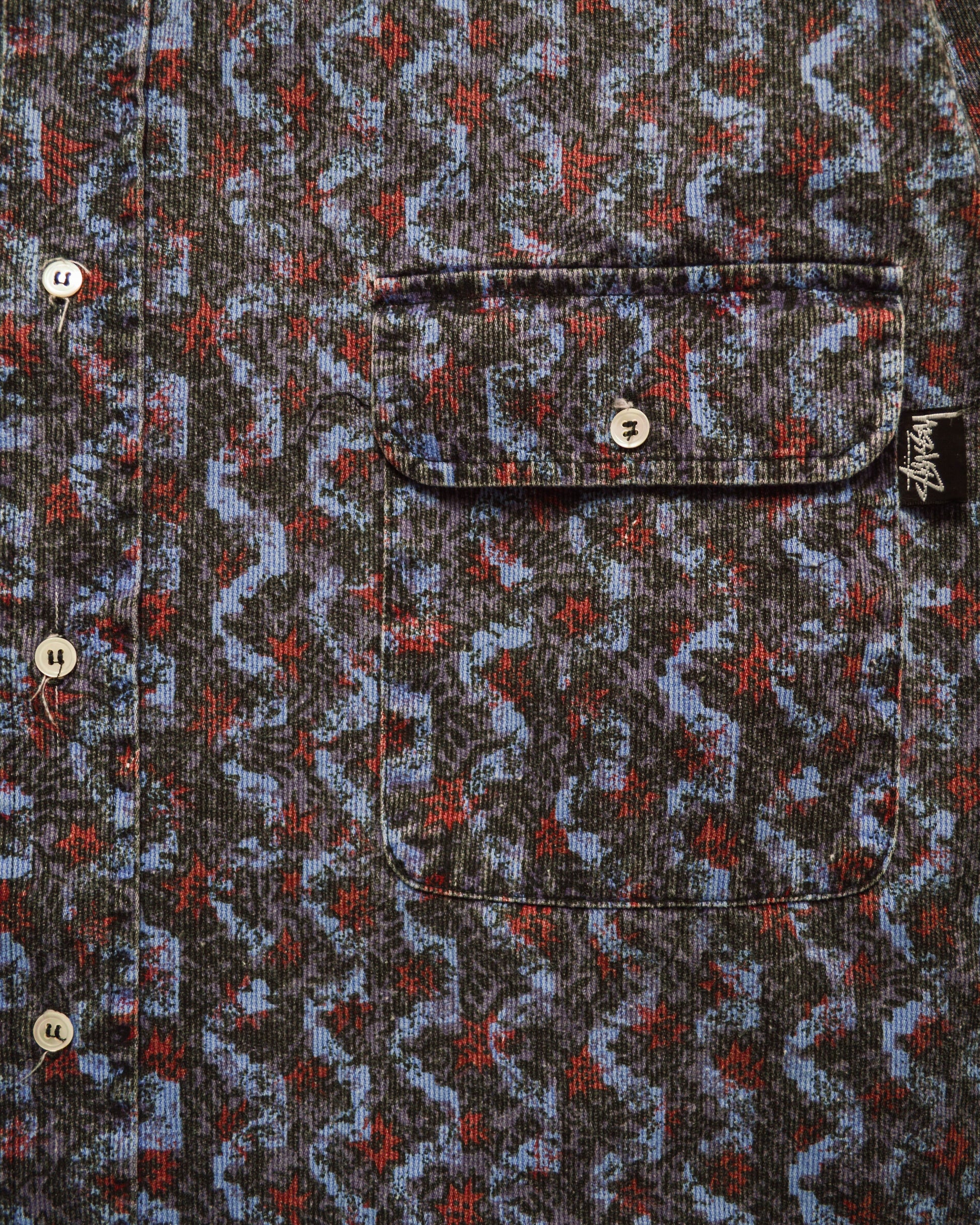 Stussy OG Micro Corduroy All-over Foliage Style Print Shirt (~XL~)