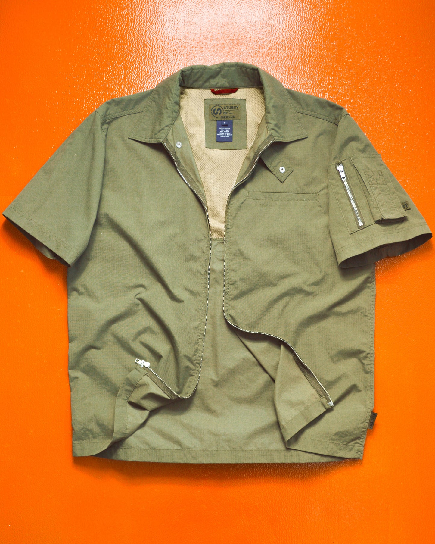 Stussy Olive Surplus Ripstop Zip Up Shirt (~M~)