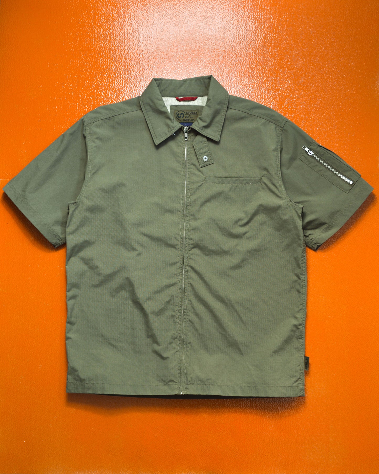 Stussy Olive Surplus Ripstop Zip Up Shirt (~M~)