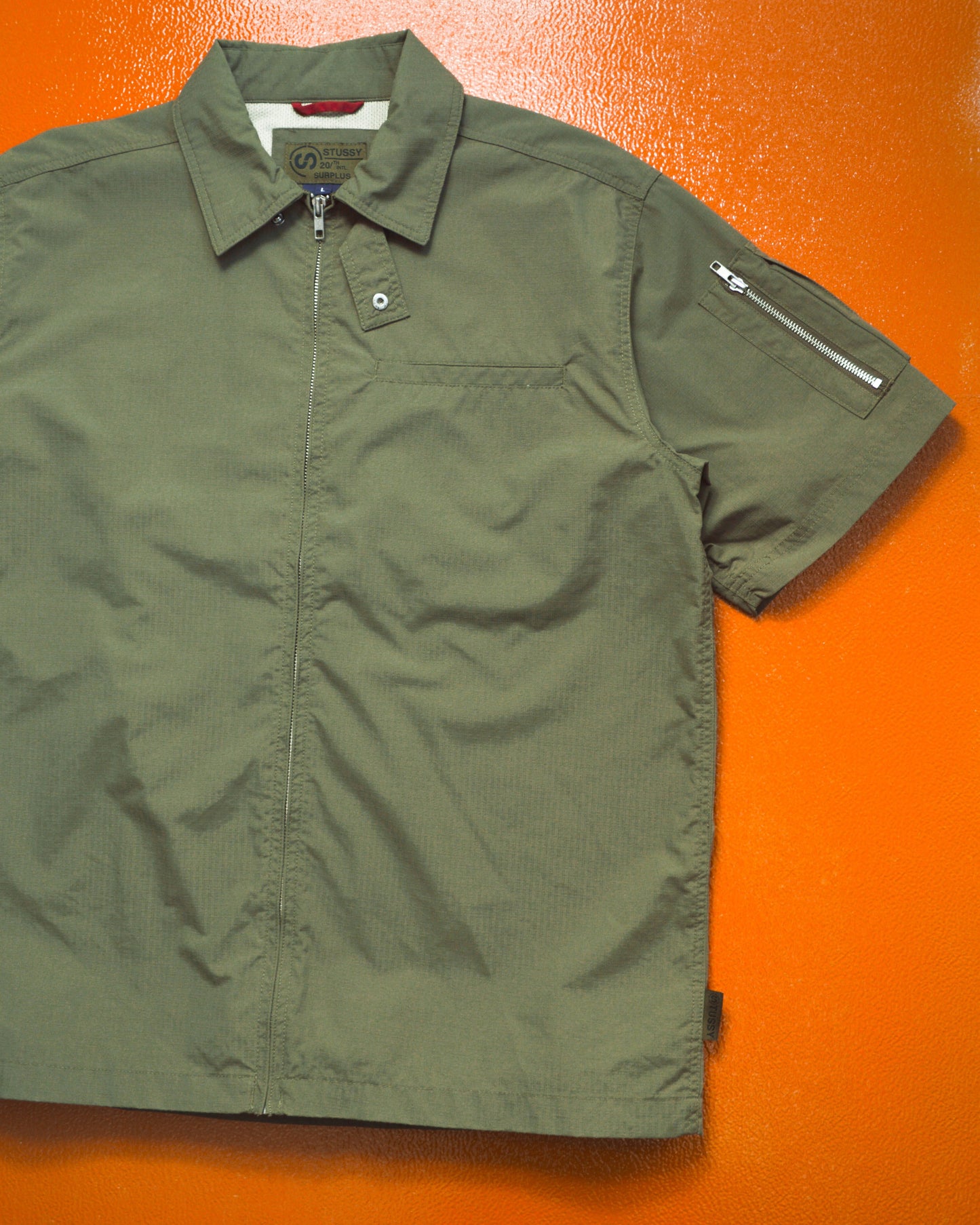 Stussy Olive Surplus Ripstop Zip Up Shirt (~M~)