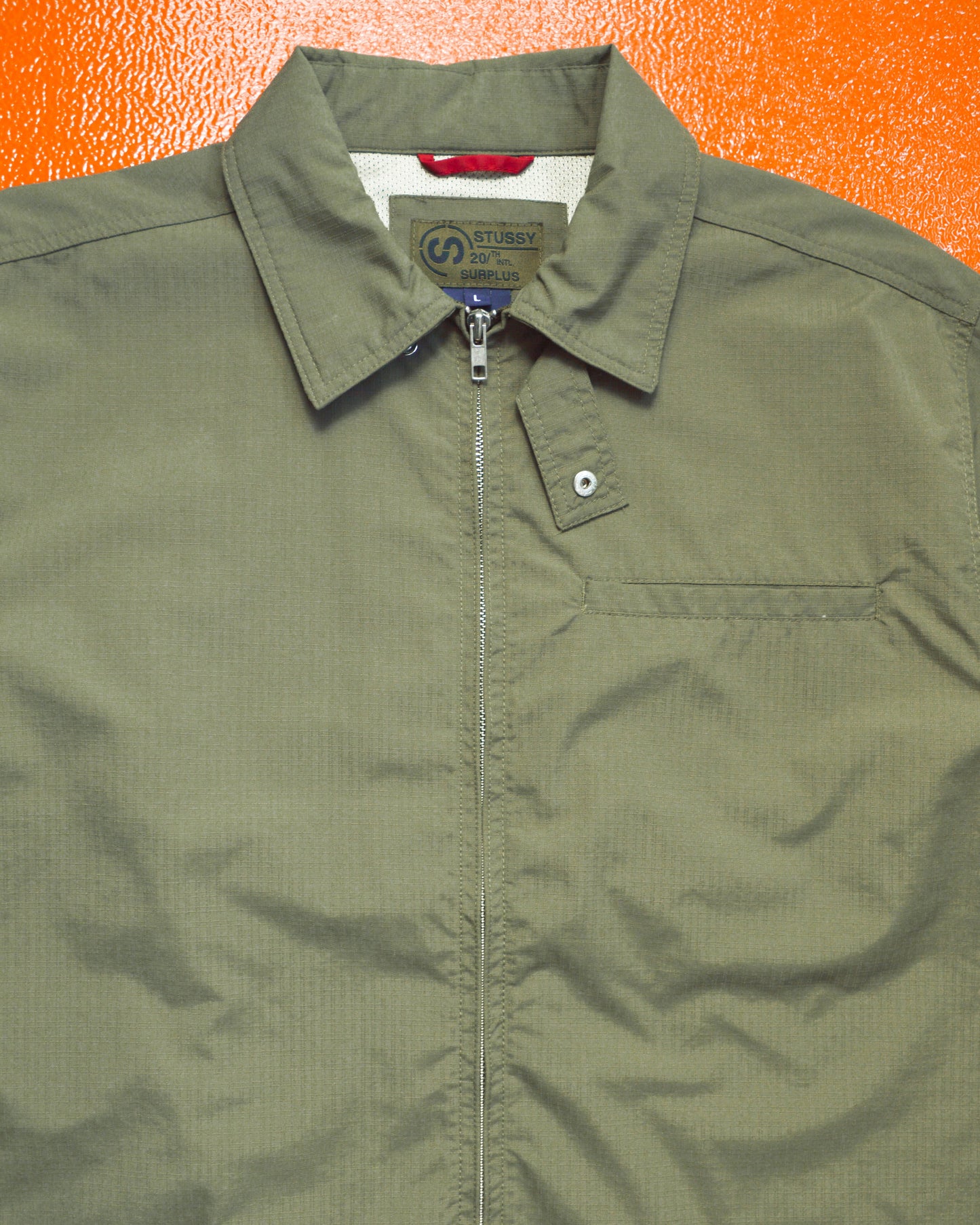 Stussy Olive Surplus Ripstop Zip Up Shirt (~M~)
