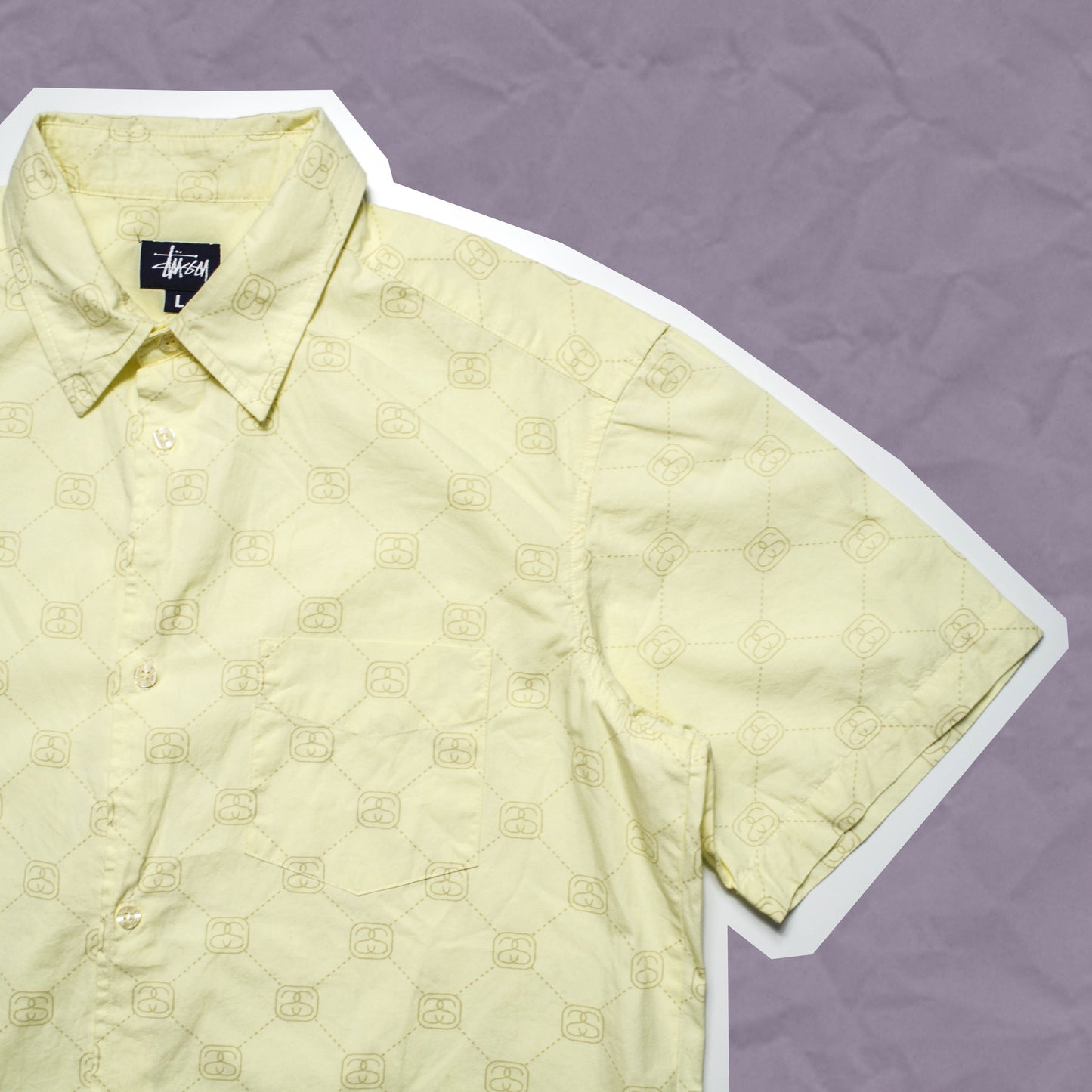 Stussy Stucci S-Link Pattern Baby Yellow shirt (L)